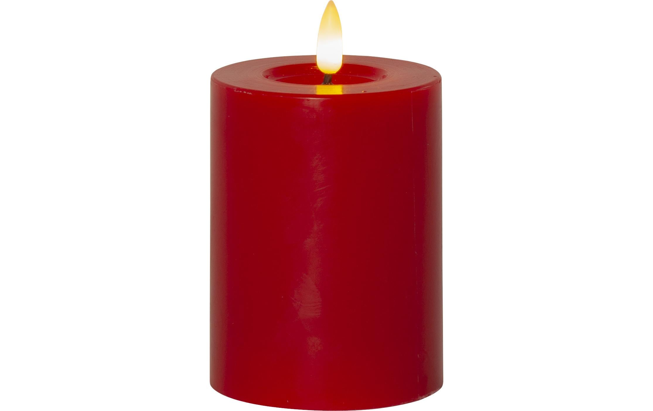 Star Trading LED-Kerze Pillar Flamme Flow Indoor, Rot, 12.5 cm Höhe – LED-Kerze mit Timer von Star Trading