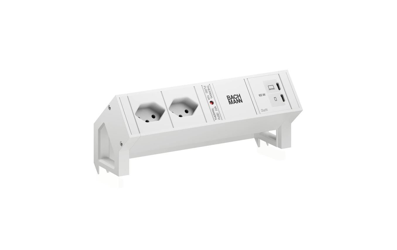 Bachmann Tischsteckdosenleiste DESK2 2xT13 1xUSB C/C 65W 0.2m RAL9010 – Tischsteckdosenleiste von Bachmann