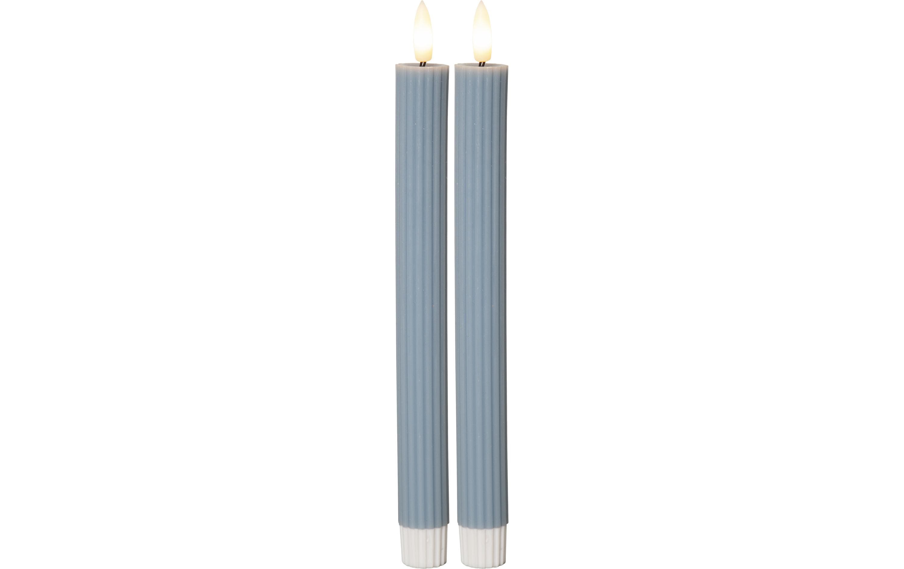 Star Trading LED-Stabkerzen Set Flamme Stripe, 25 cm, Blau, 2 Stück – LED-Stabkerze mit Timer von Star Trading