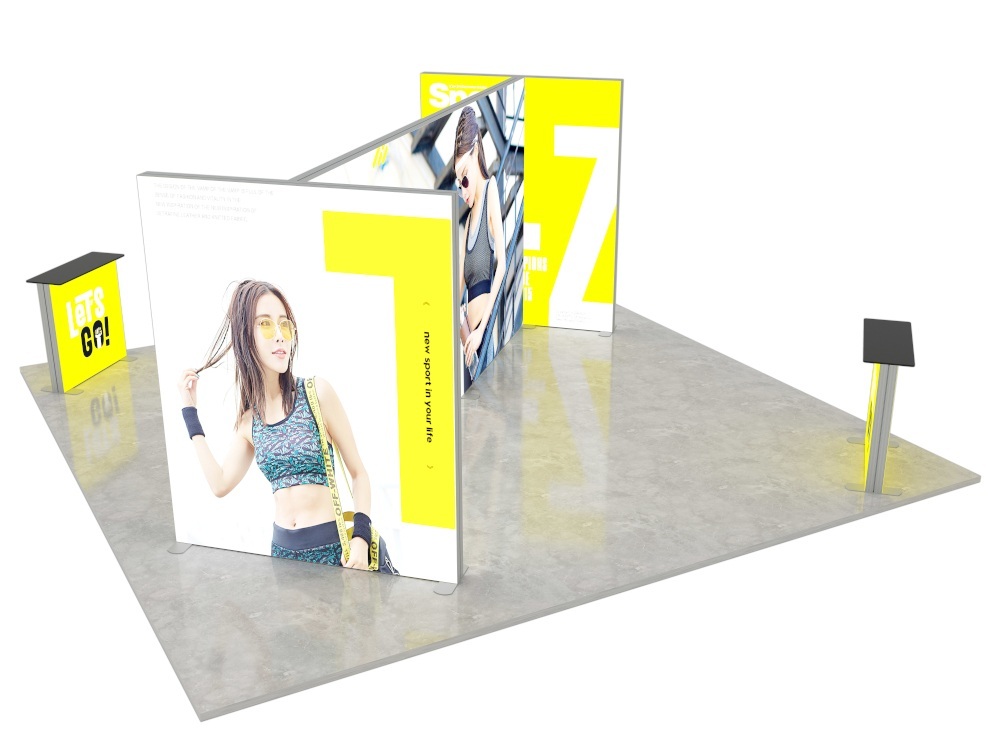 LUMIX Messestand 25 m² Inselstand 5x5 Meter 3D-Ansicht modulares System