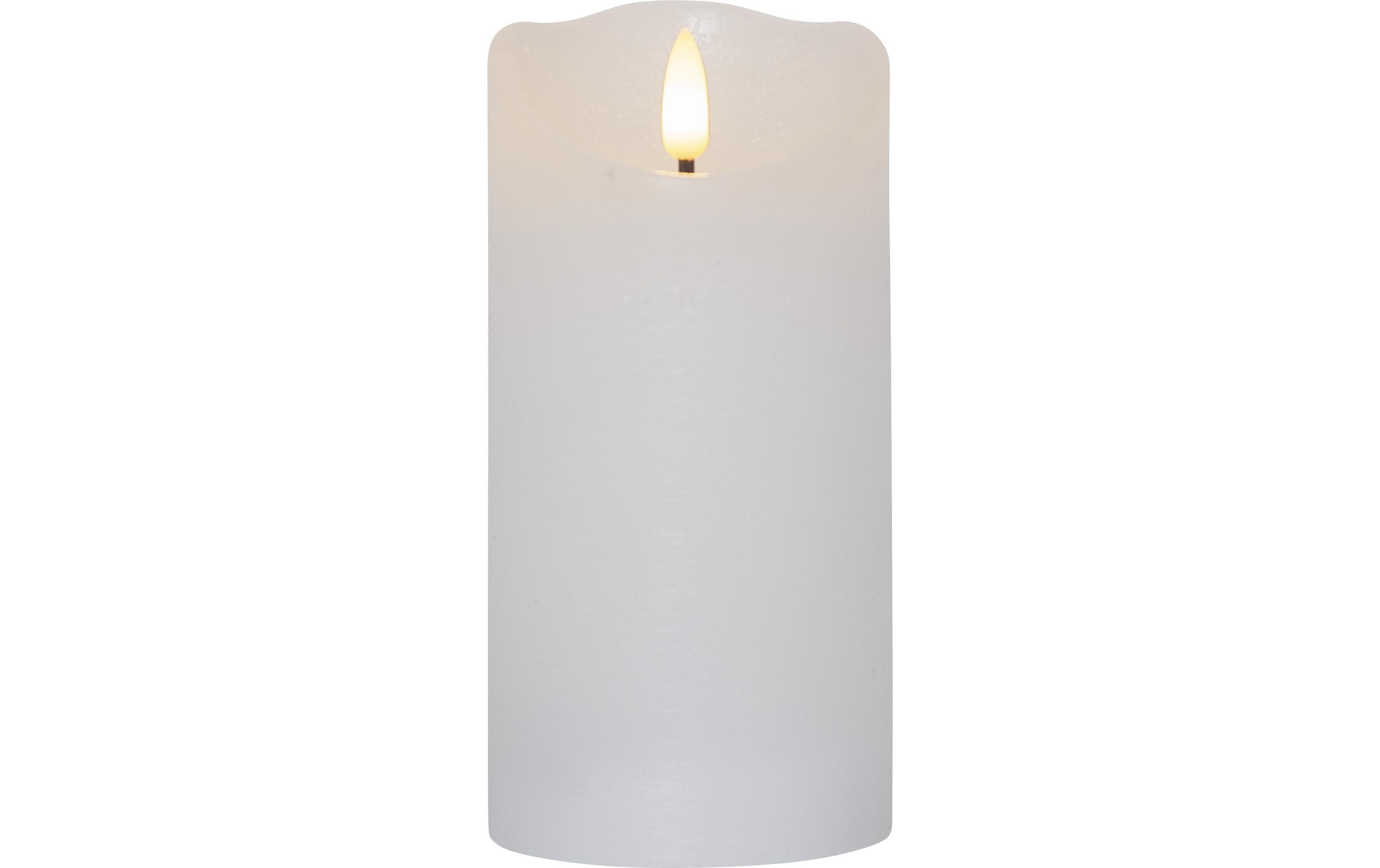 Star Trading LED-Kerze Flamme Rustic, Ø 7.5 x 15 cm, Weiss – LED-Kerze mit Timer von Star Trading