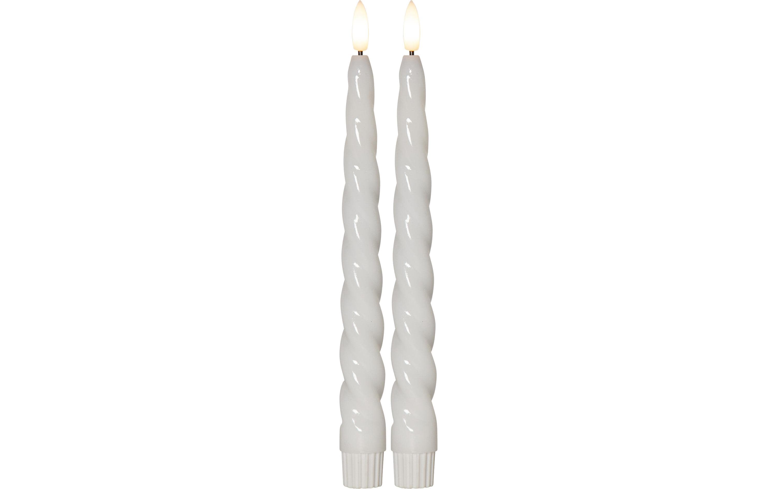 Star Trading LED-Stabkerzen Set Flamme Shine, 24.5 cm, Weiss – LED-Stabkerze mit Timer von Star Trading