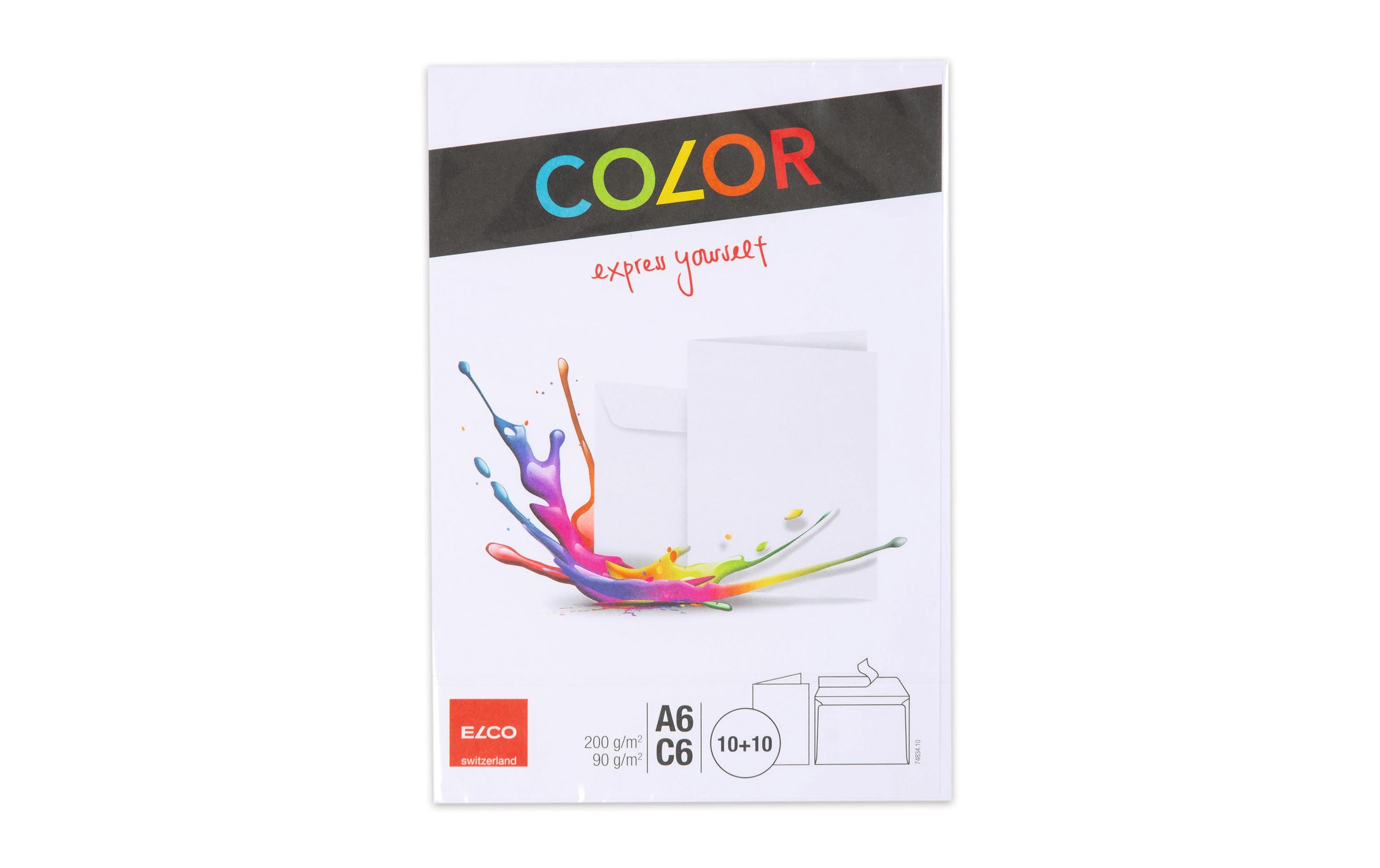 ELCO Doppelkarte mit Couvert Color A6/C6 Weiss, 20 Stück – Couvert von ELCO