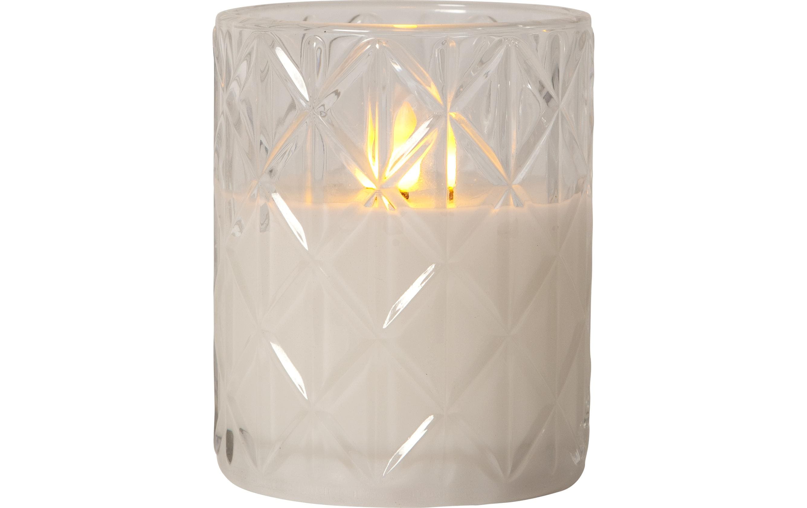 Star Trading LED-Kerze Flamme Romb, Ø 10 x 12.5 cm, Transparent – LED-Kerze mit Timer von Star Trading