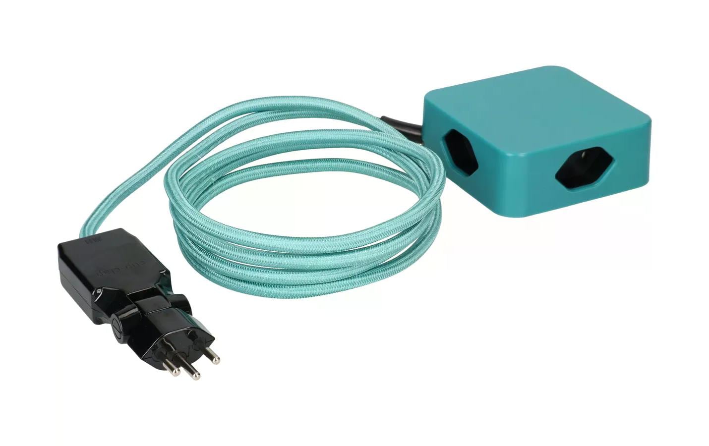 maxTex Steckdosenleiste Cube 4x T13, Türkis/Schwarz – Steckerleiste von maxTex