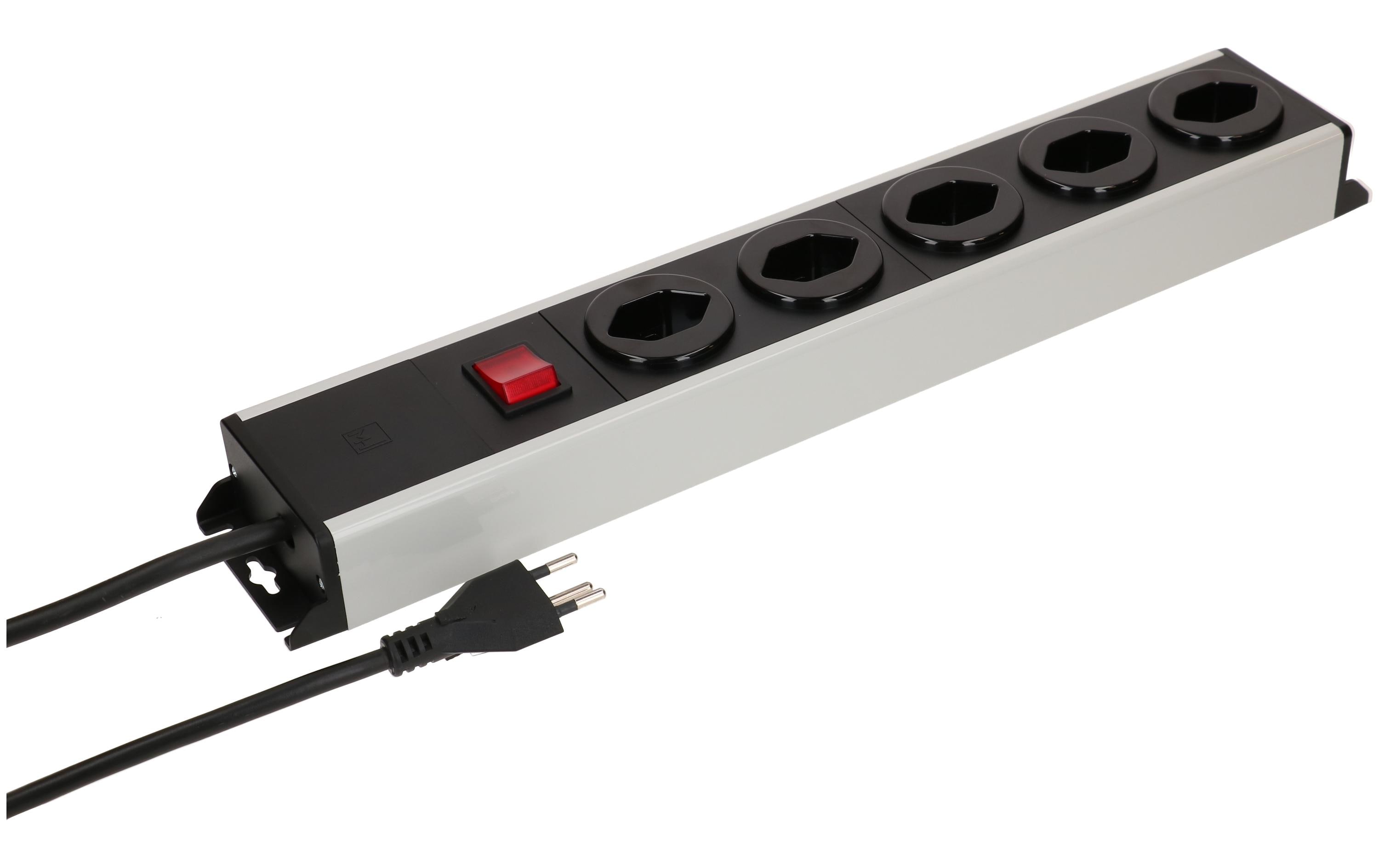 Max Hauri Steckdosenleiste Power Line 5x Typ 13 Grau/Schwarz – Steckerleiste von Max Hauri
