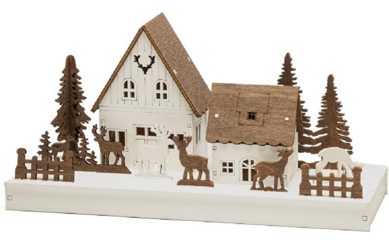 Konstsmide Aufsteller Waldhäuser mit Rentieren 28 x 14…