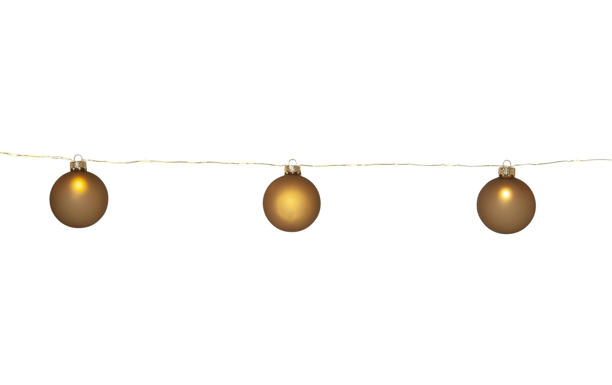 Star Trading LED-Lichterkette Bliss, 1.6 m, 8 Kugeln, Gold – Lichterkette batteriebetrieben von Star Trading