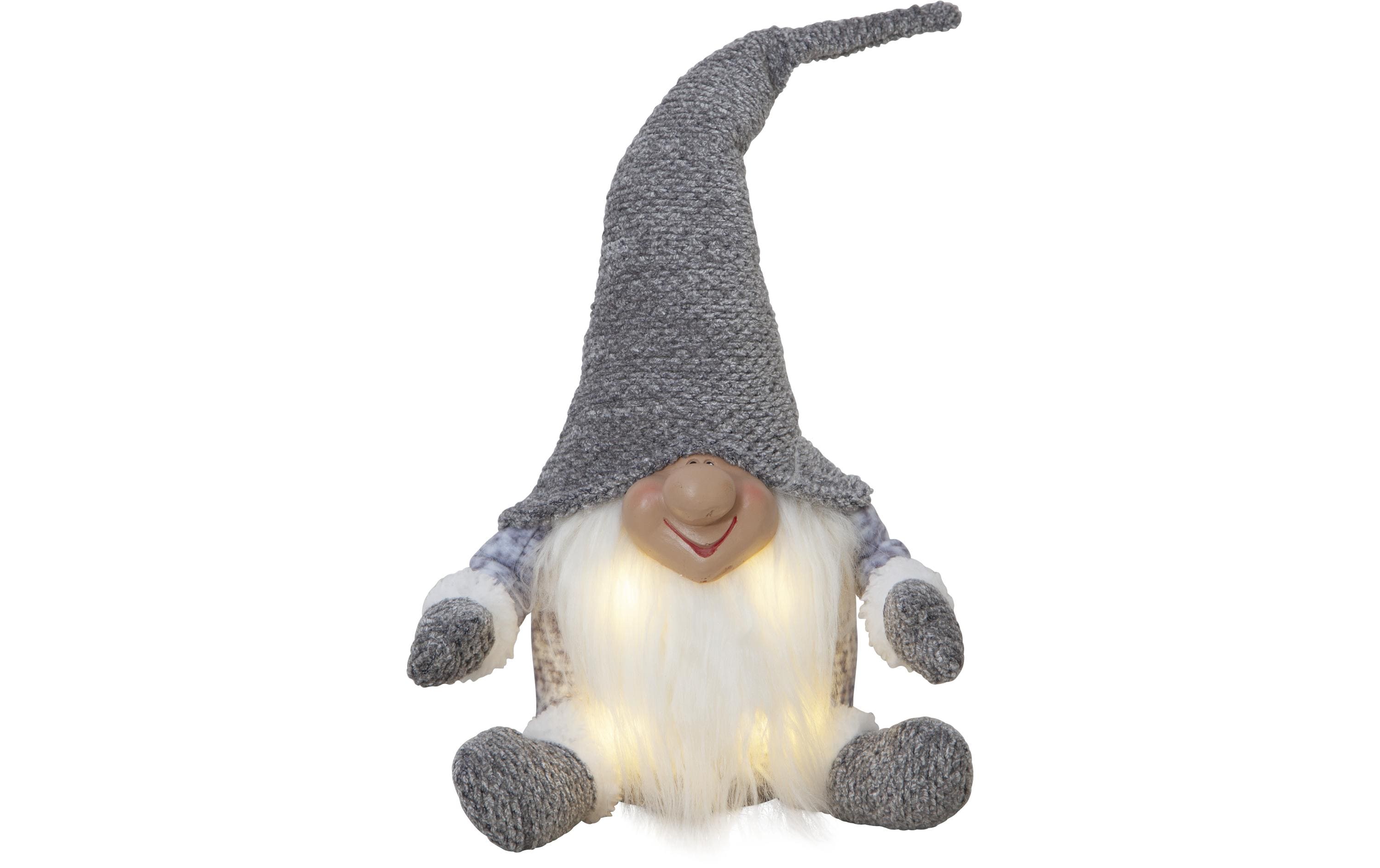 Star Trading LED-Figur Wichtel Grau, 4 LED, 34 cm, indoor – LED-Weihnachtsfigur von Star Trading