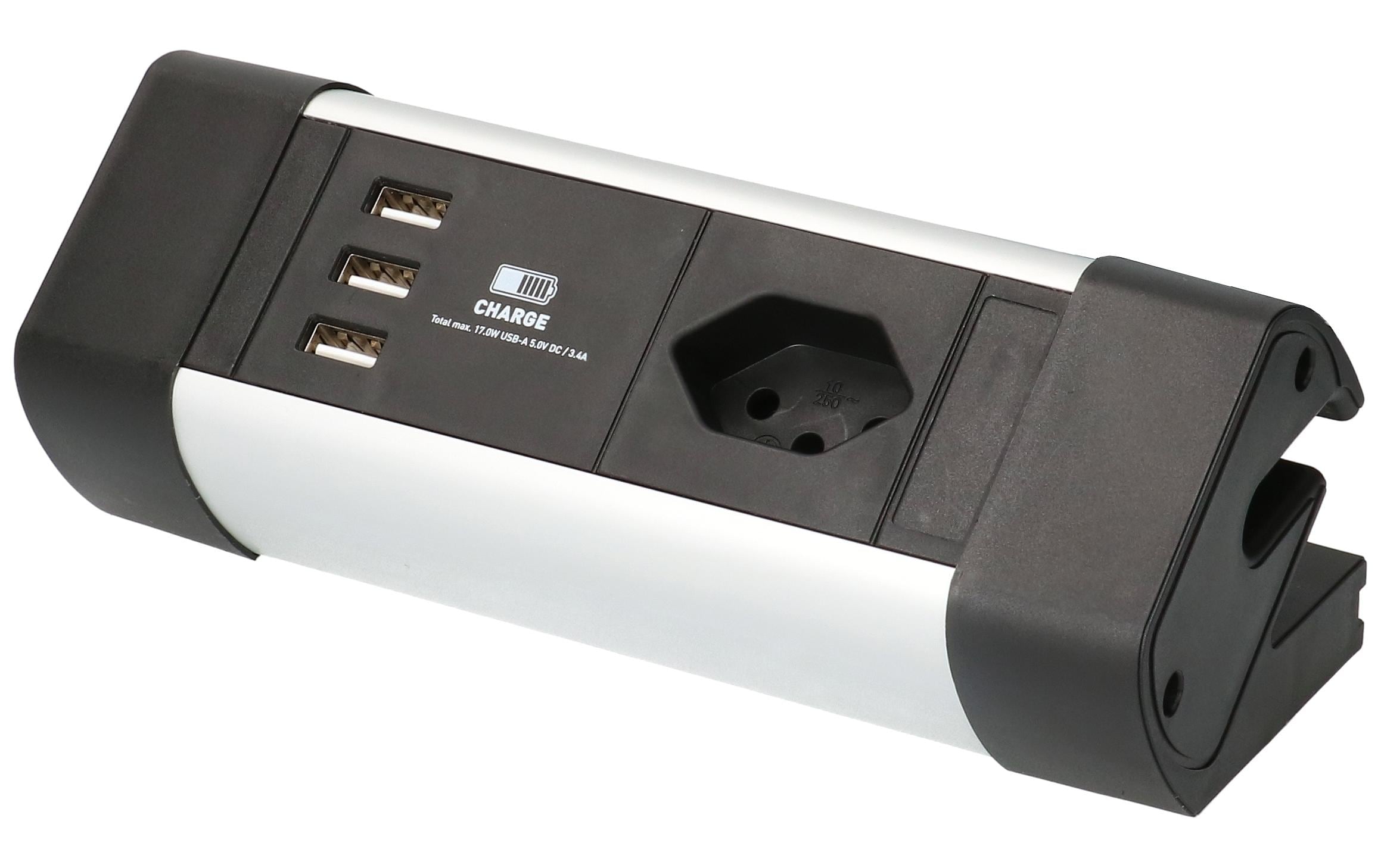 Max Hauri Tischsteckdosenleiste Office Line, 1x T13, 3x USB A – Tischsteckdosenleiste von Max Hauri