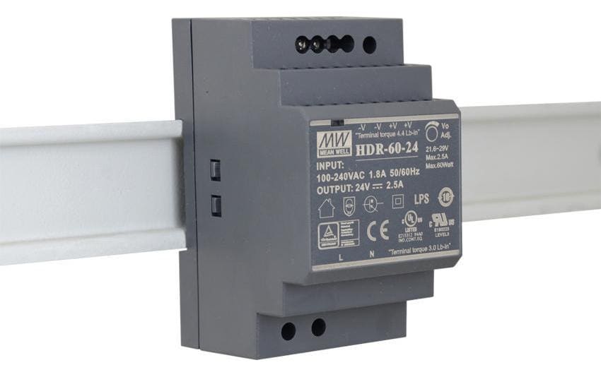 MeanWell DIN-Schienennetzgerät  60 W, 24 V – Hutschienen-Netzteil von MeanWell