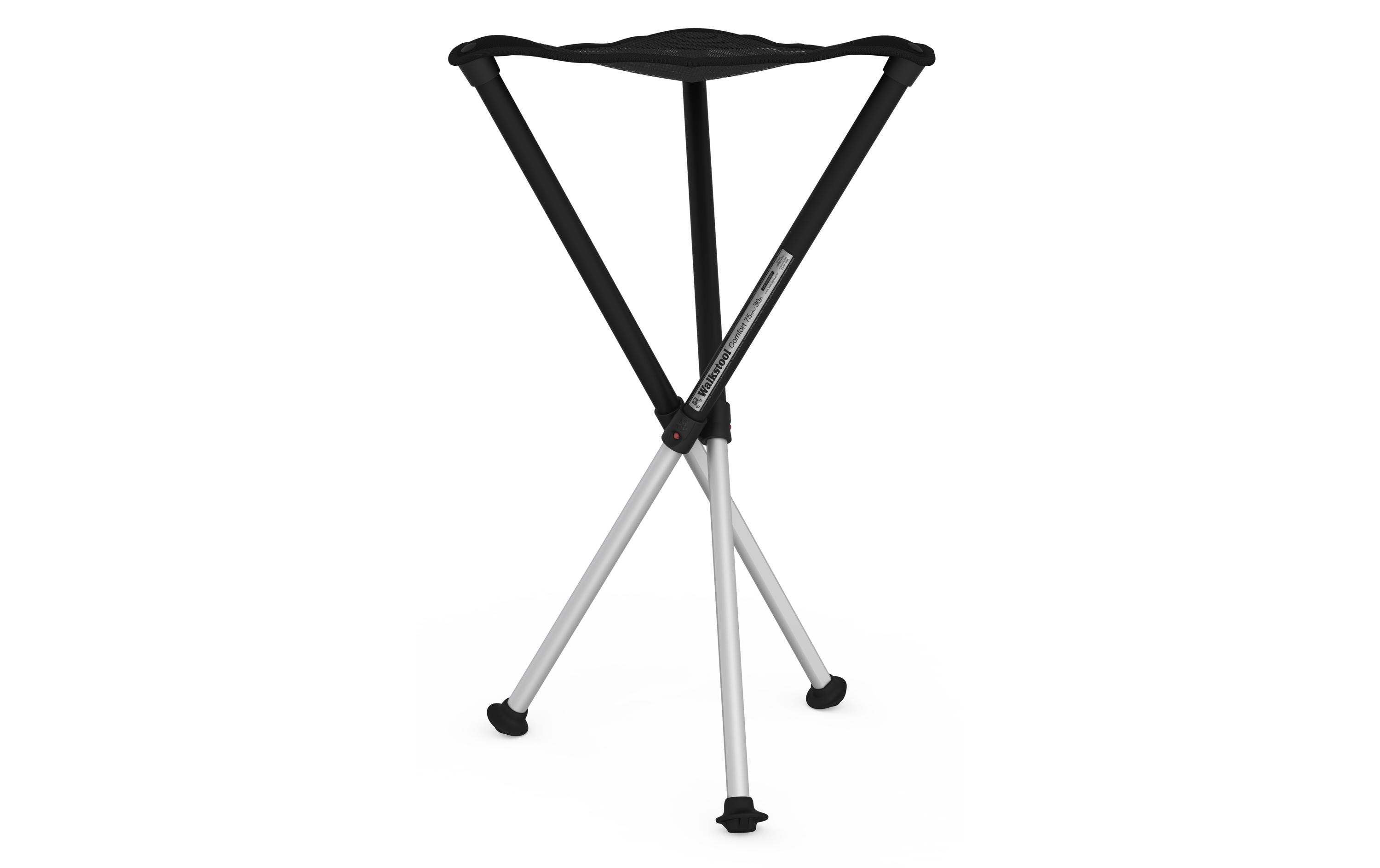 Walkstool Dreibeinhocker Comfort 75 cm Schwarz/Silber