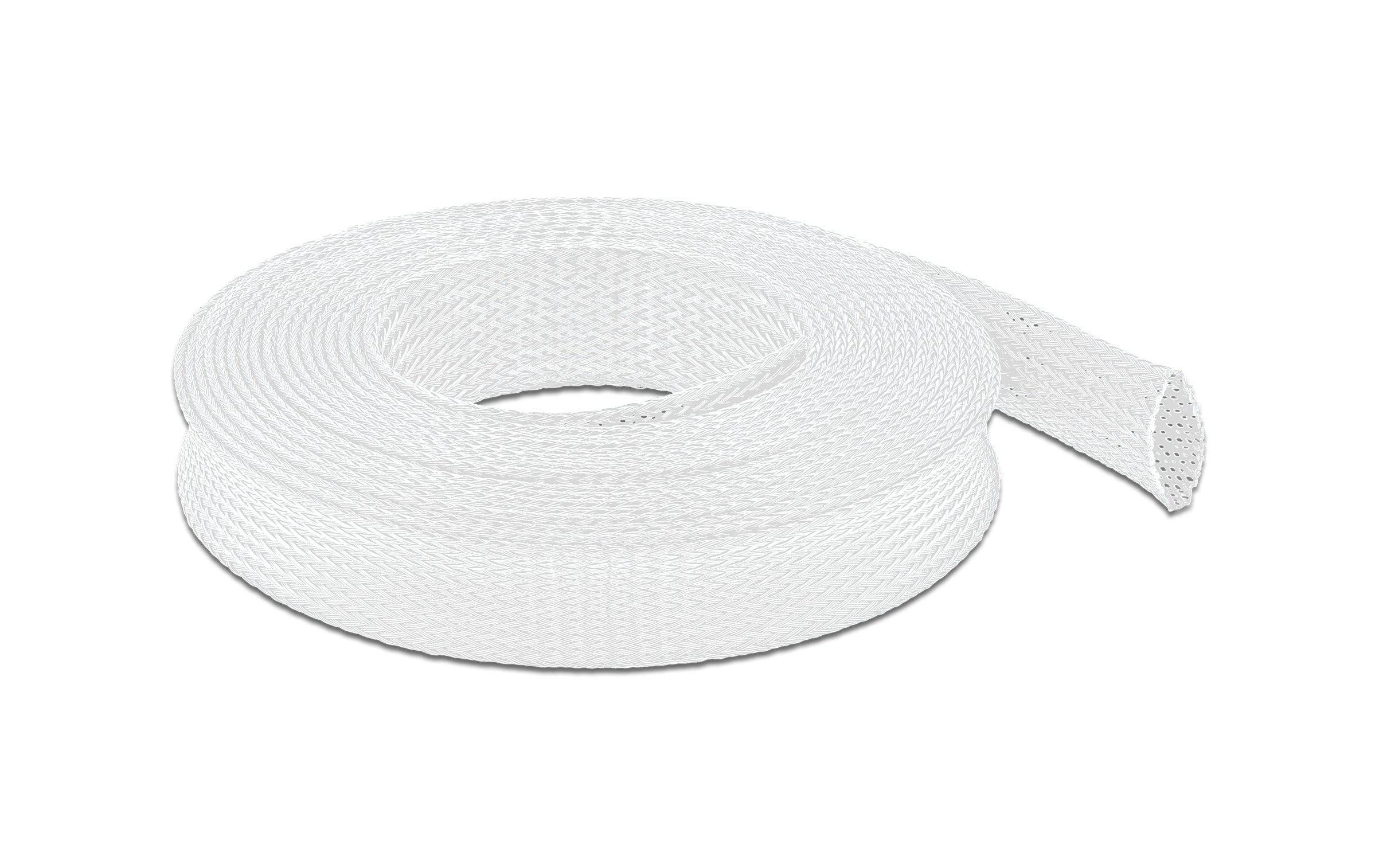 Delock Geflechtschlauch dehnbar 10 m x 25 mm Weiss – Kabelschlauch von Delock