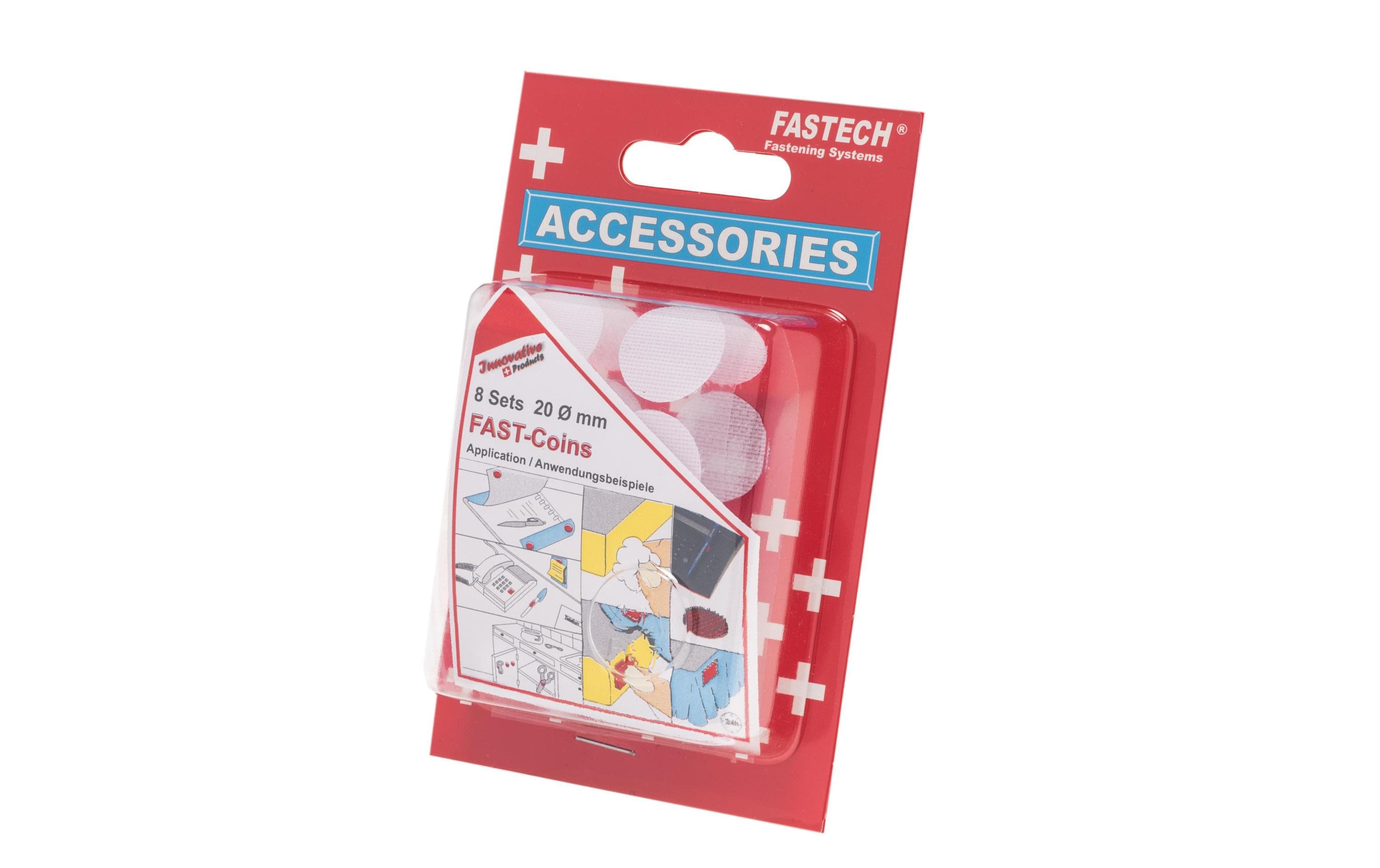 FASTECH Klettpunkte 20 mm selbstklebend Weiss, 8 Paar – Klettband von FASTECH