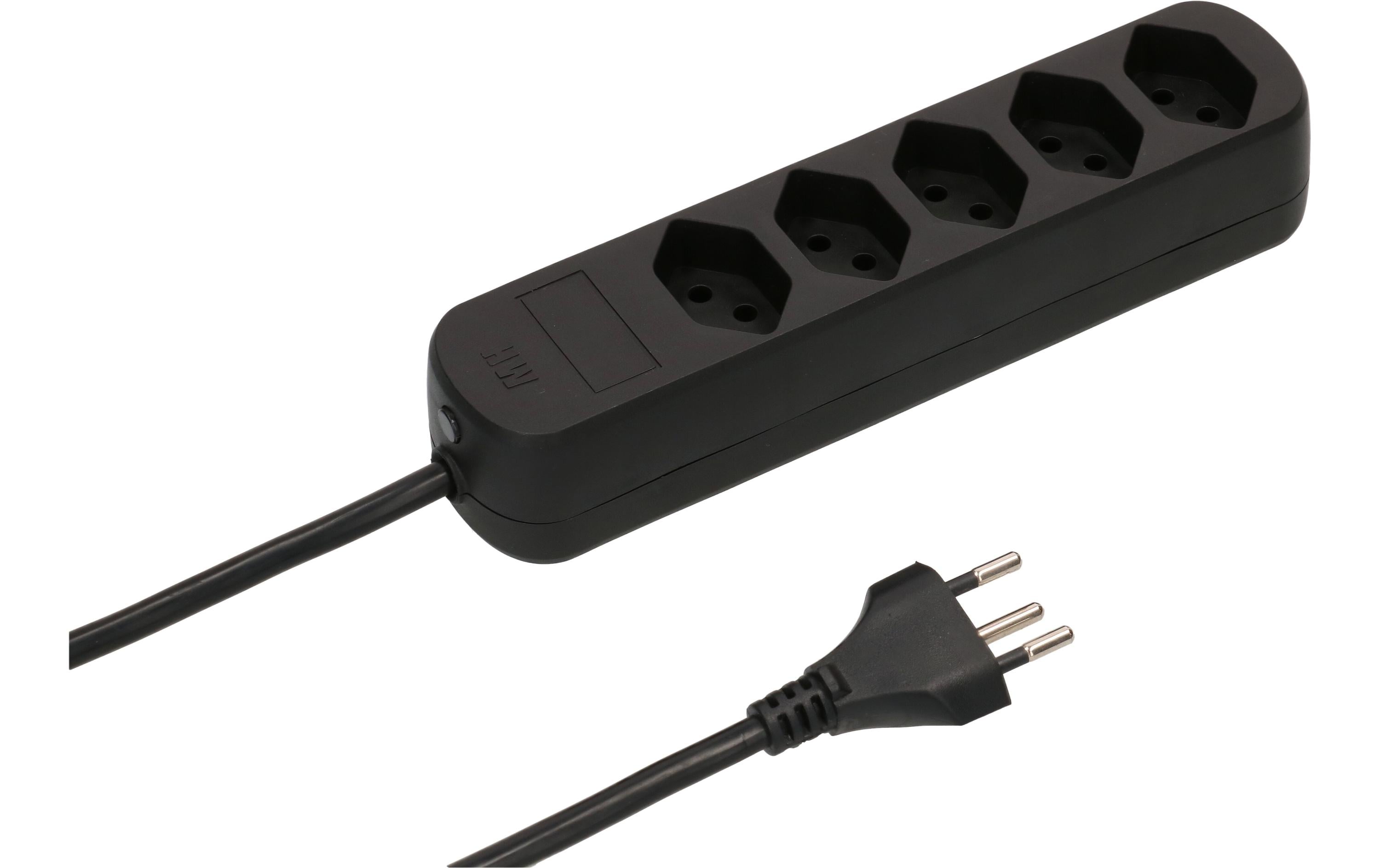 Max Hauri Steckdosenleiste Basic-Line, 5x T13, 5 m, Schwarz – Steckerleiste von Max Hauri