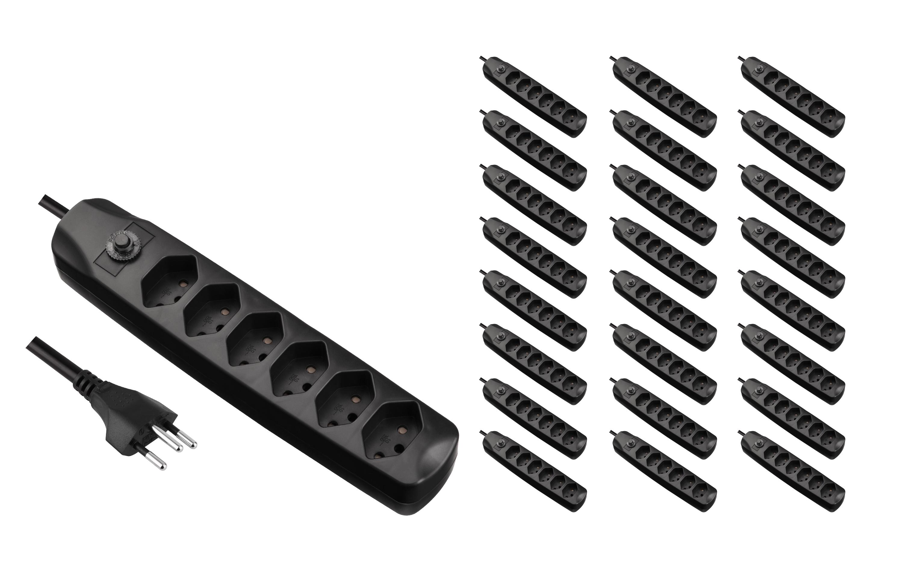 FURBER.power Steckdosenleiste mit Überlastschutz 6x T13, 25 Stück – Steckerleiste von FURBER.power