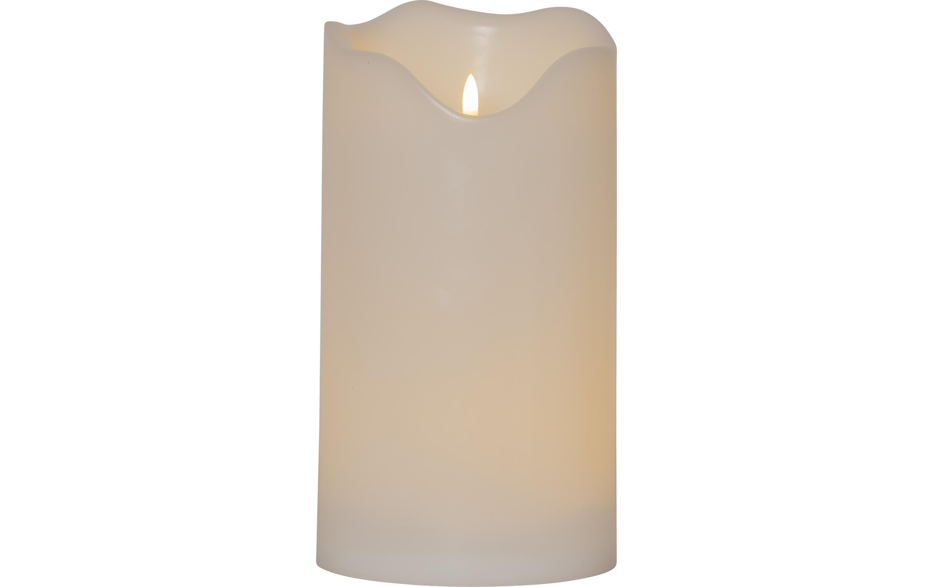 Star Trading LED-Kerze Pillar Flamme Grand Ø 16 x 30 cm, Weiss – LED-Kerze mit Timer für aussen von Star Trading
