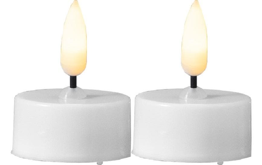 Star Trading LED Teelichter Set Flamme Ø 3.8 x 5 cm, Weiss, 2 Stk – LED-Teelichter von Star Trading