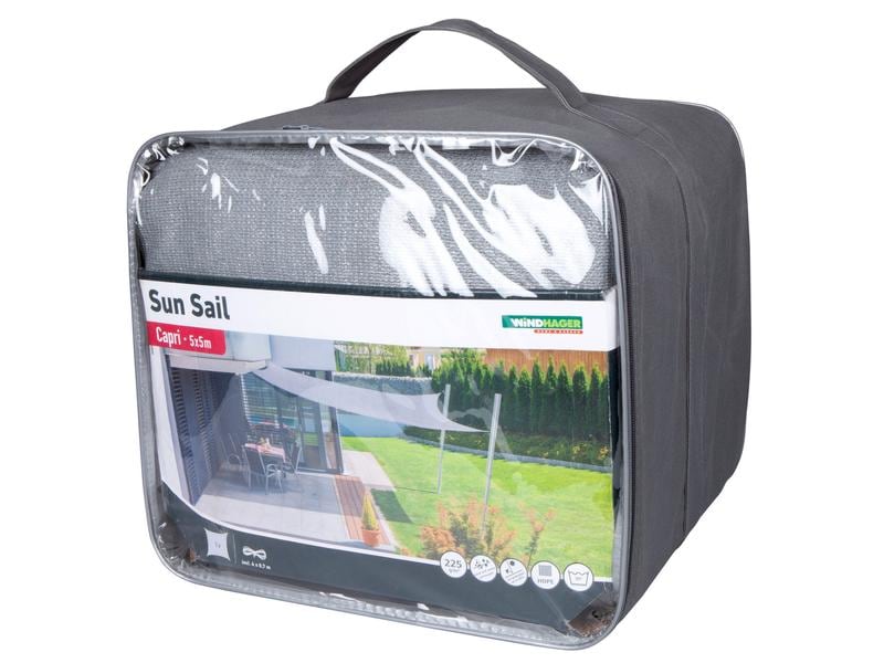 Sonnensegel grau 5.0m, Quadratisch
