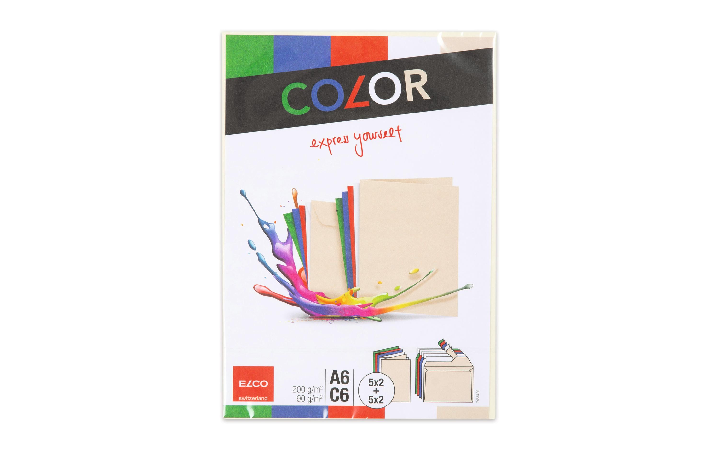 ELCO Doppelkarte mit Couvert Color A6/C6 Mehrfarbig, 20 Stück – Couvert von ELCO