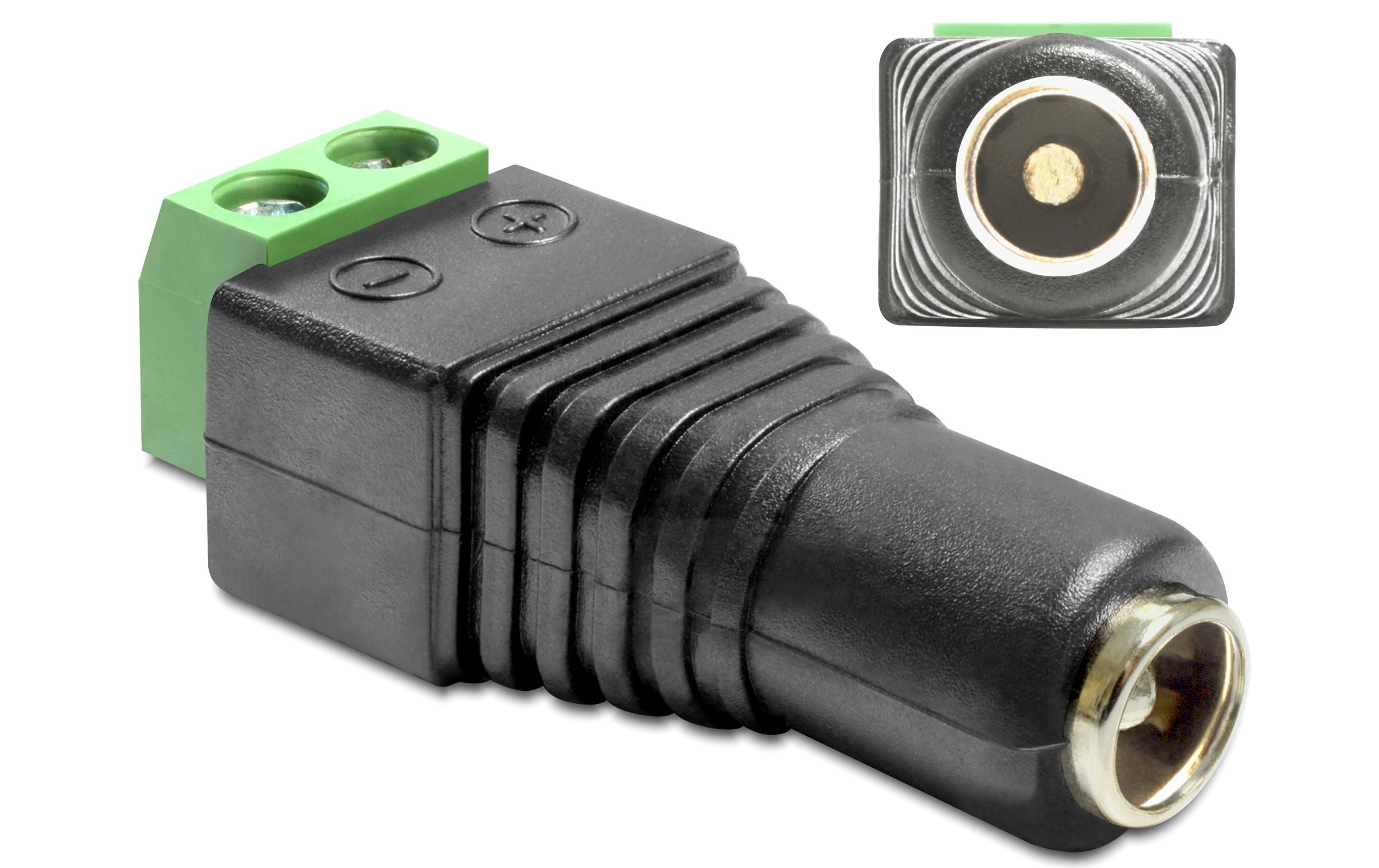Delock Hohlstecker DC 5.5 x 2.5 mm Buchse > Terminalblock 2 Pin – DC-Adapter von Delock