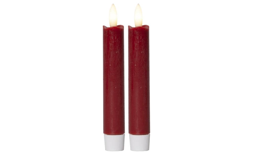 Star Trading LED-Stabkerzen Set Dinner Flamme Ø 2.1 x 15 cm, Rot, 2 Stk – LED-Stabkerze von Star Trading