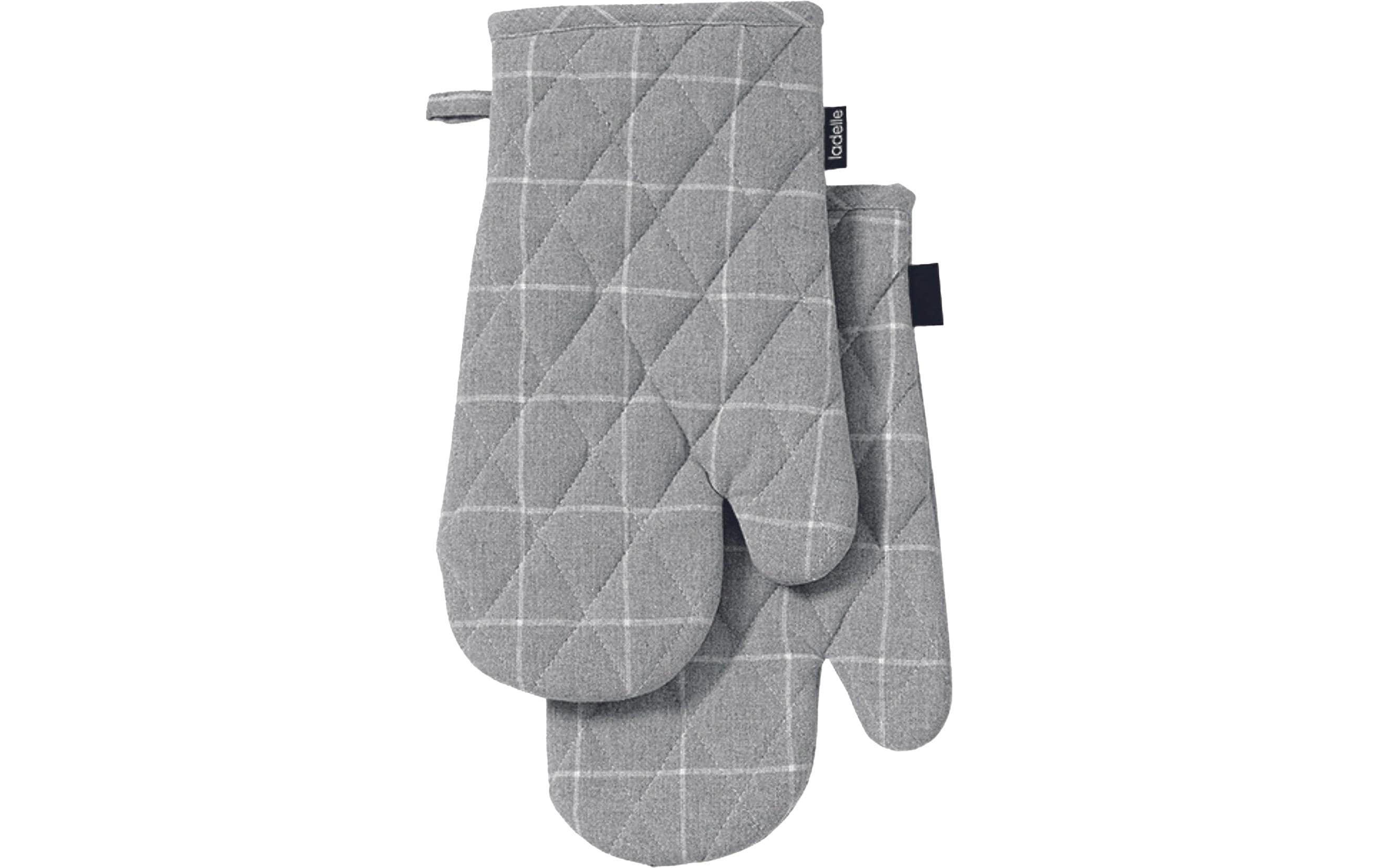 Ladelle Ofenhandschuh Eco Check 2 Stück, Grau