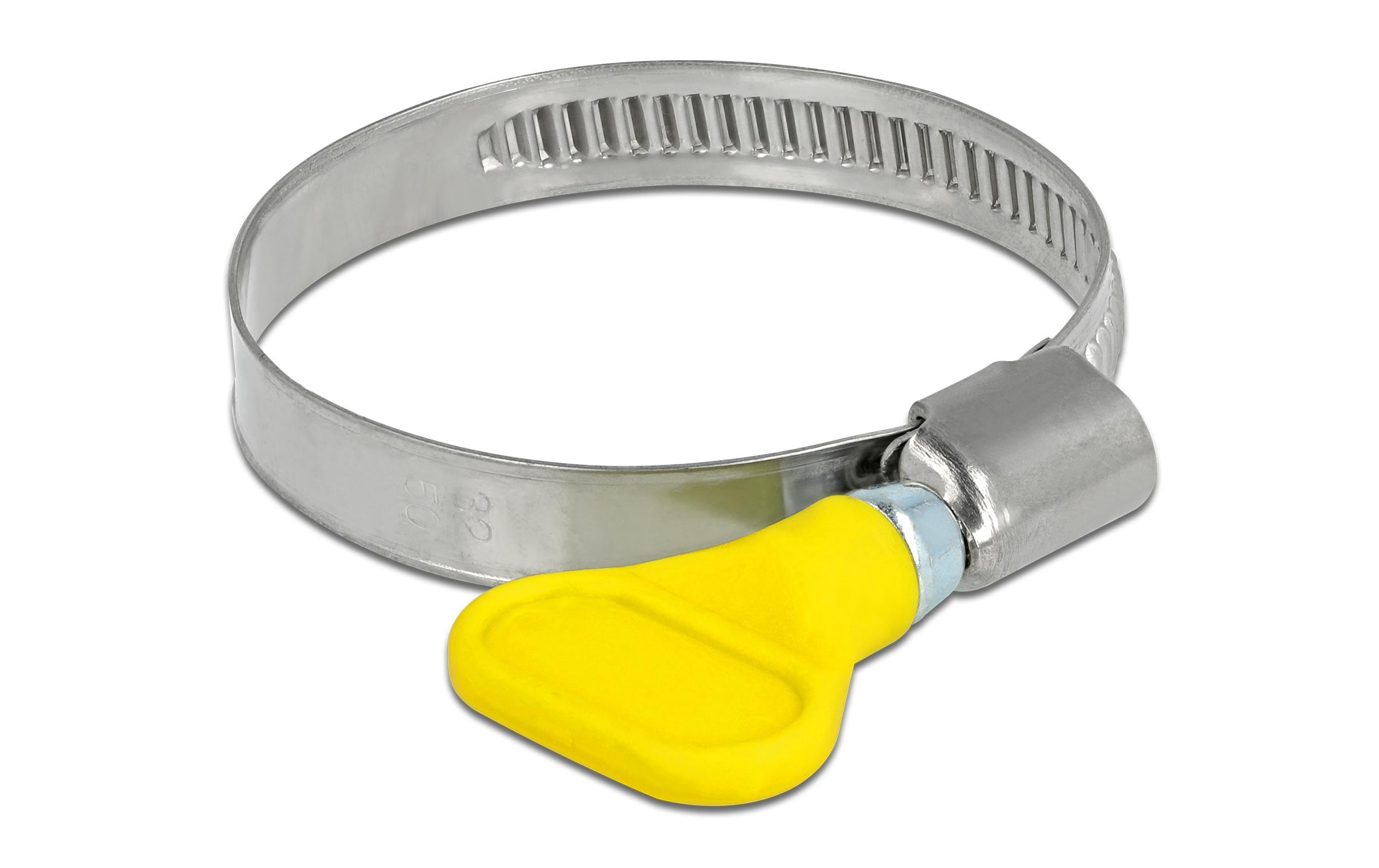 Delock Schlauchschelle Edelstahl 400 SS 32-50 mm, Gelb 5 Stück – Schlauchschelle für die Gartenbewässerung