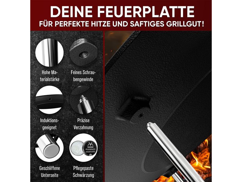Eingebrannter runde Grillplatte 42cm