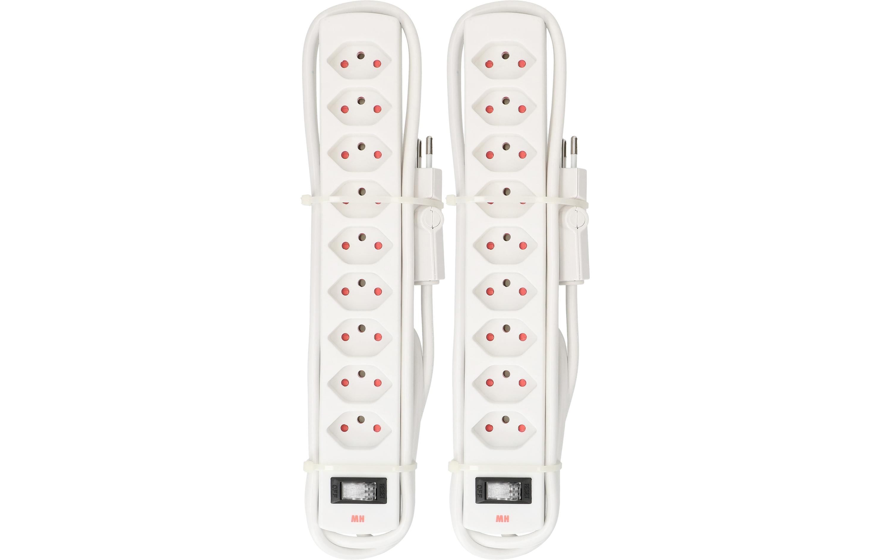 Max Hauri Doppelpack Steckdosenleiste 9 x Typ 13 Safety Line, Weiss – Steckerleiste von Max Hauri