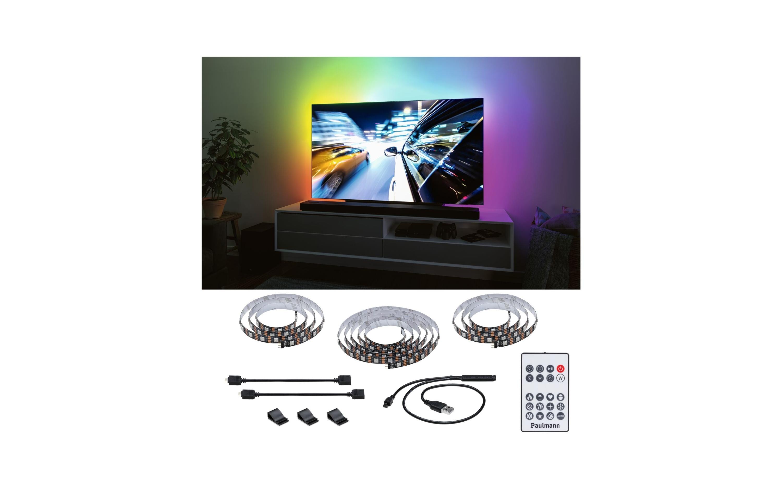 Paulmann EntertainLED USB Strip TV-Beleuchtung RGB+, 75 – LED-Streifen RGB mit Netzteil von Paulmann