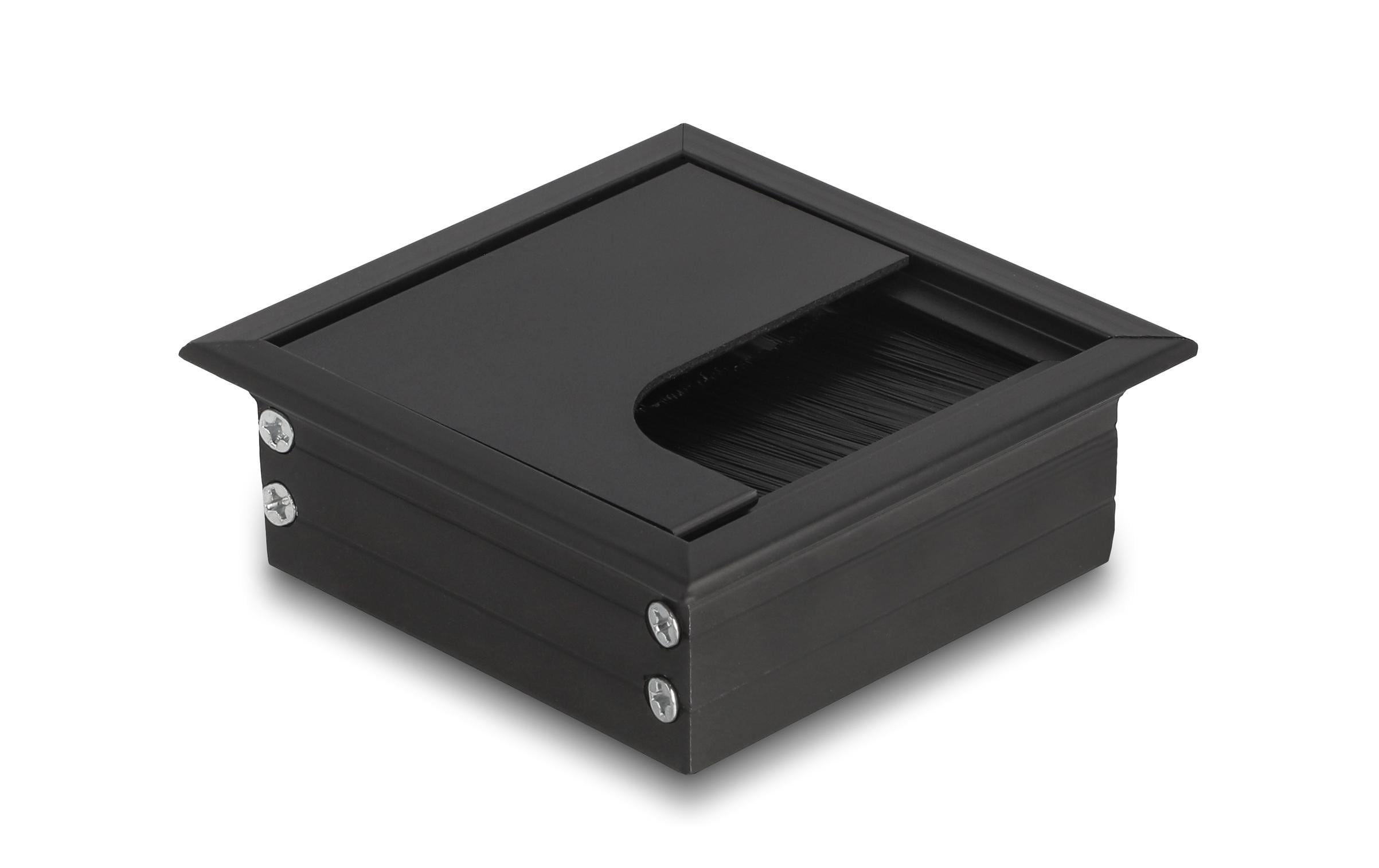 Delock Einbaurahmen für Tisch mit Bürste 80x80x28mm, Schwarz