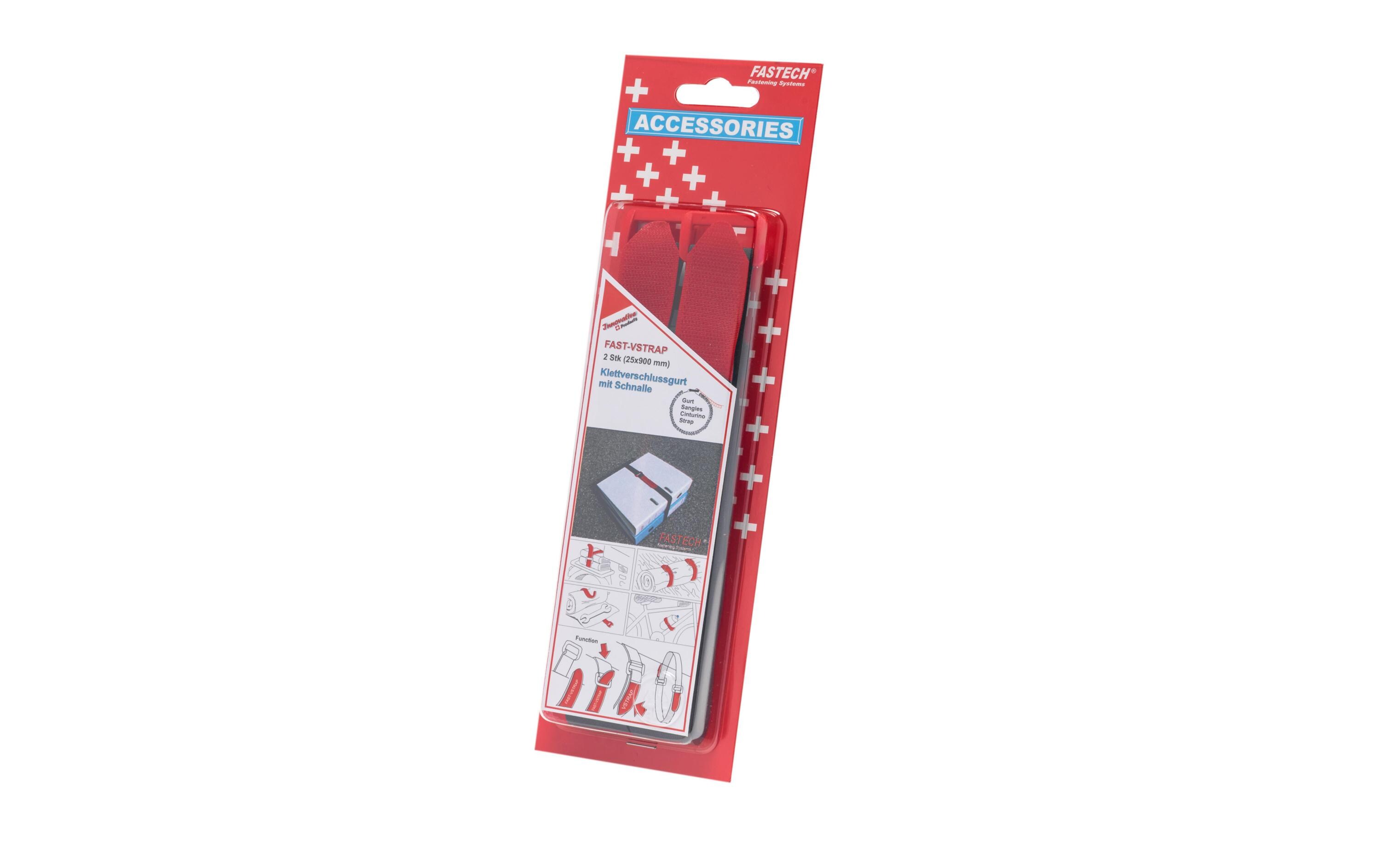 FASTECH Schlaufenband FAST VSTRAP 25 x 900 mm, Schwarz/Rot – Klettkabelbinder von FASTECH