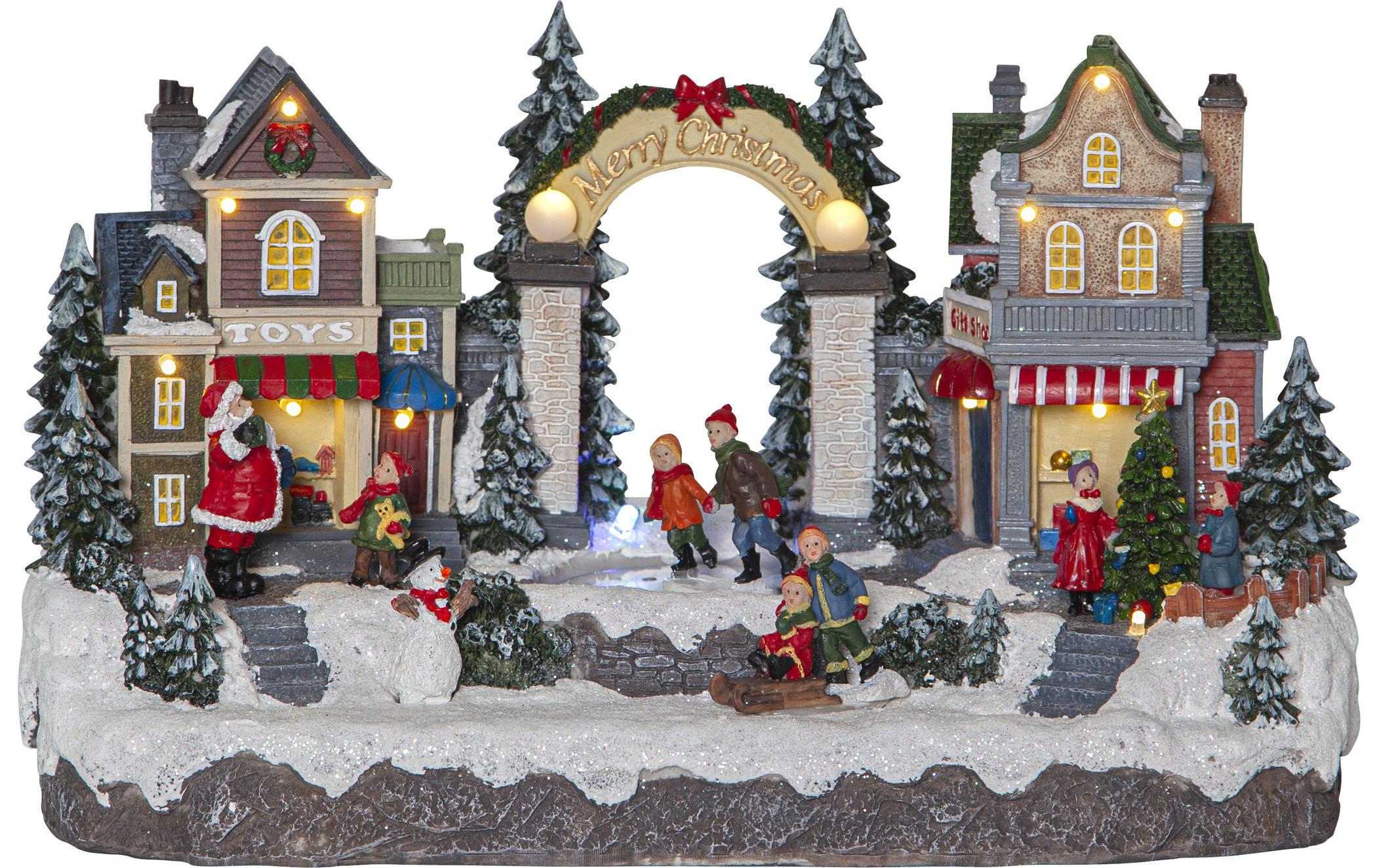 Star Trading LED-Figur Szene Iceville, 32 x 19 cm, RGBW, Mehrfarbig – LED-Weihnachtsfigur mit Timer von Star Trading