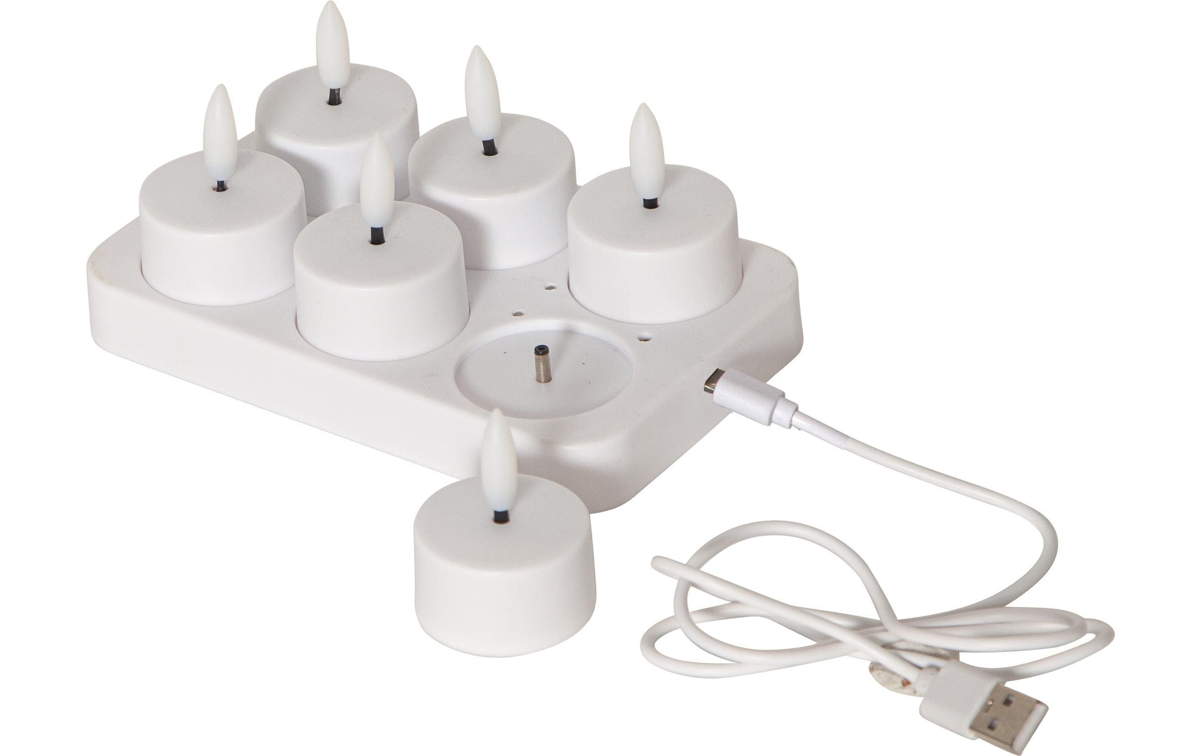Star Trading LED Teelichter Set Flamme Charge 6er, Weiss – LED-Teelichter von Star Trading