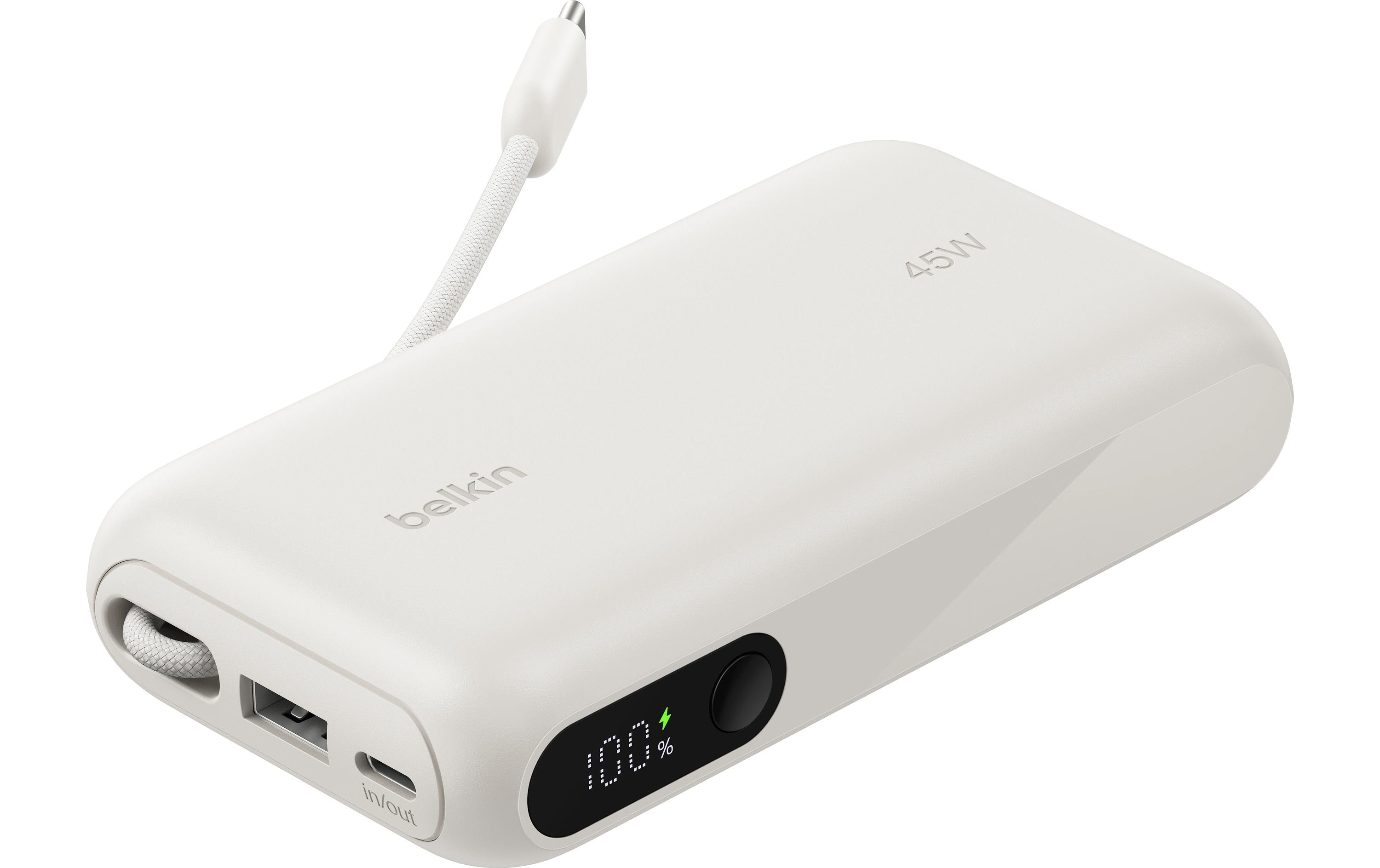 Belkin BoostCharge mit Display und integriertem Kabel Beige