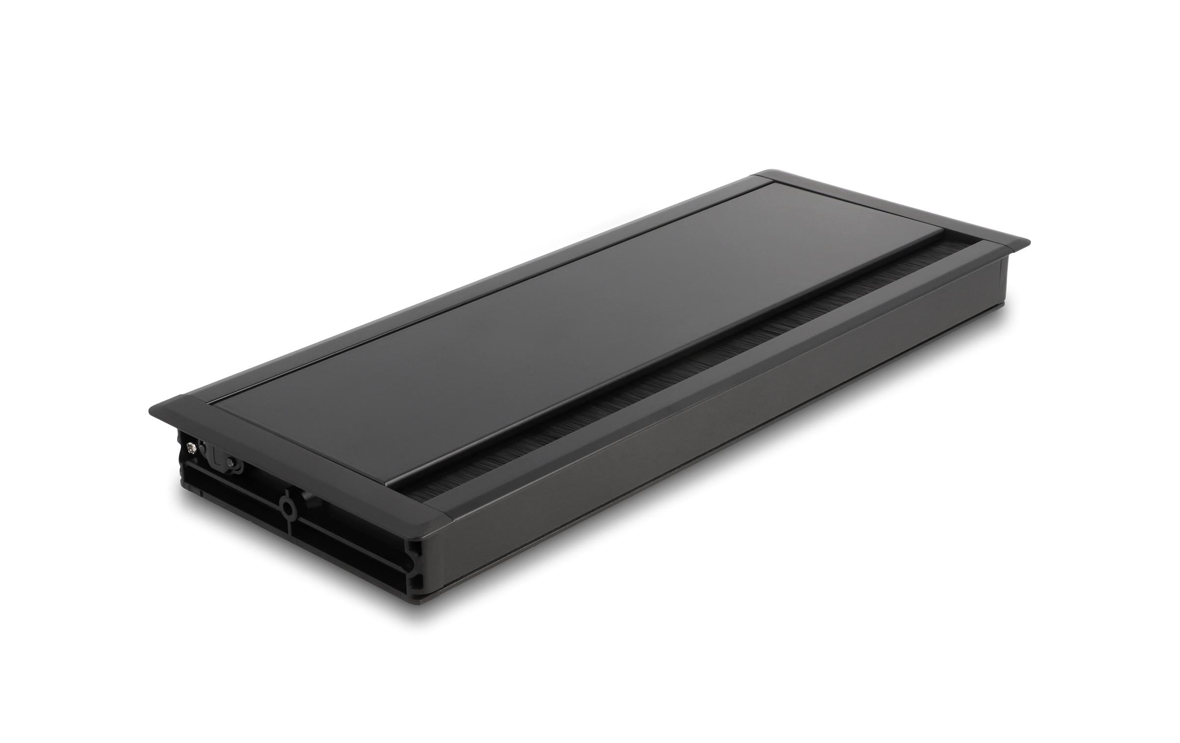 Delock Einbaurahmen für Tisch mit Bürste 300x120x28mm,…