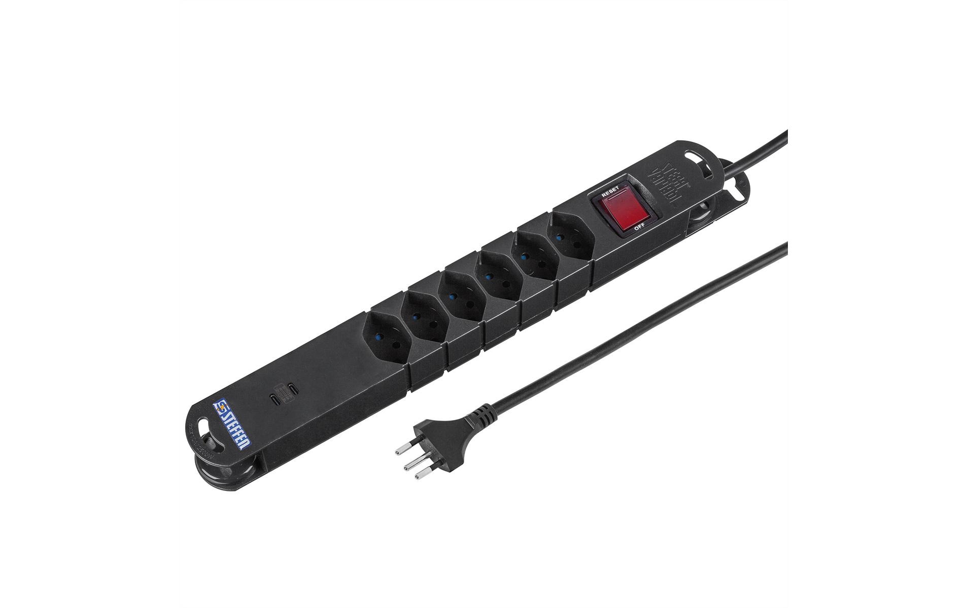 STEFFEN Steckdosenleiste VARIABL 6x T13 + 2x USB-C PD mit Schalter – Steckerleiste von STEFFEN