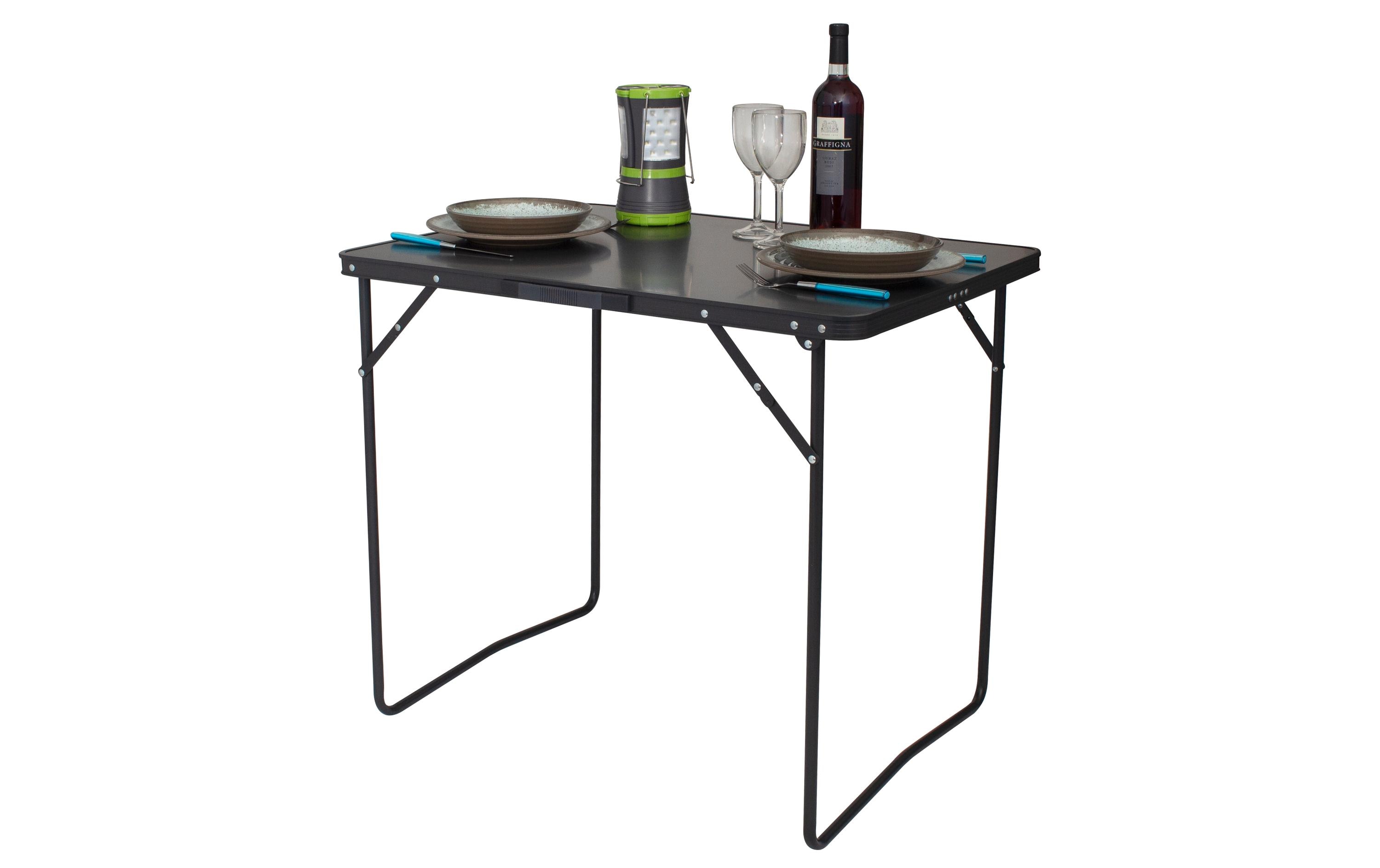 Eurotrail Campingtisch Pescara M – Eurotrail Campingtisch 80 × 60 cm, Platte aus MDF-Platte mit breiter Aluminiumkante