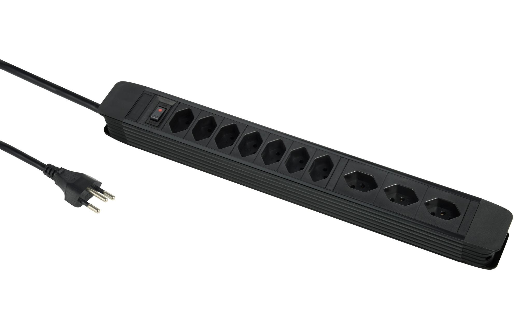 Schönenberger Steckdosenleiste 3 x horizontal / 7 x vertikal 5 m, Schwarz – Steckerleiste von Schönenberger