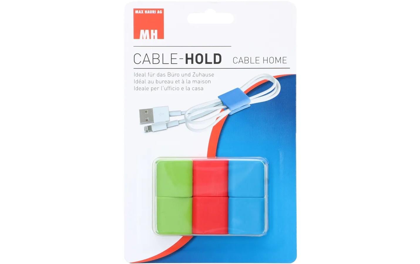 Max Hauri Kabel-Clip Hold, 6 Stück, Grün, Rot, Blau – Kabelhalter von Max Hauri