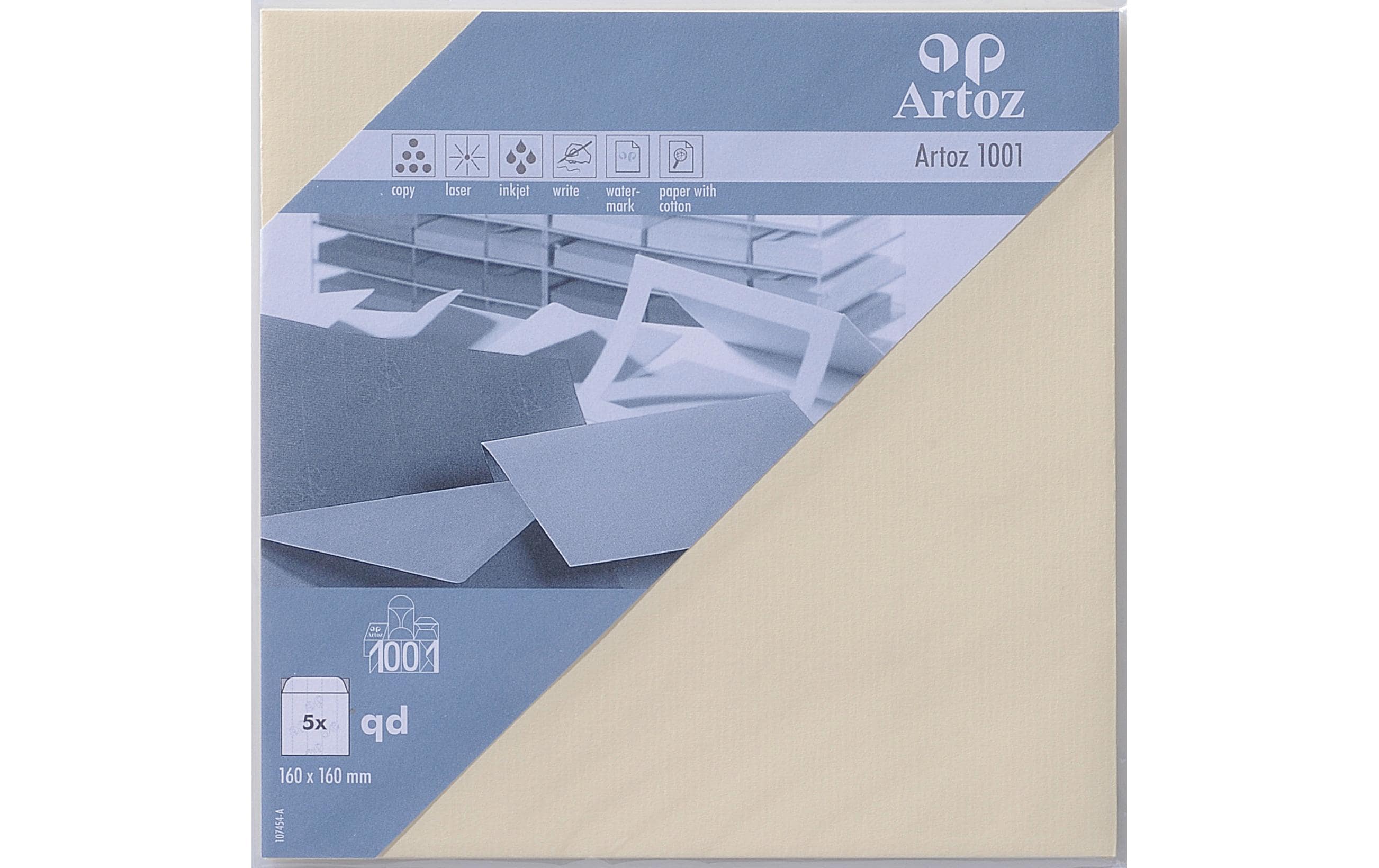 Artoz Couvert 1001, 16 x 16 cm, 5 Stück, Chamois – Couvert von Artoz