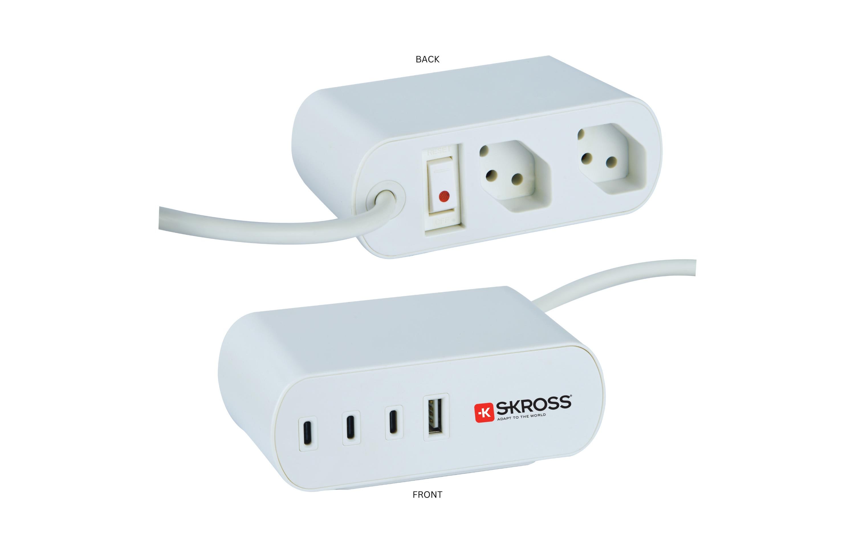 SKROSS Steckdosenleiste Home Station 2xT13, 3xUSB-C, 1xUSB-A, 3 m – Steckerleiste von SKROSS