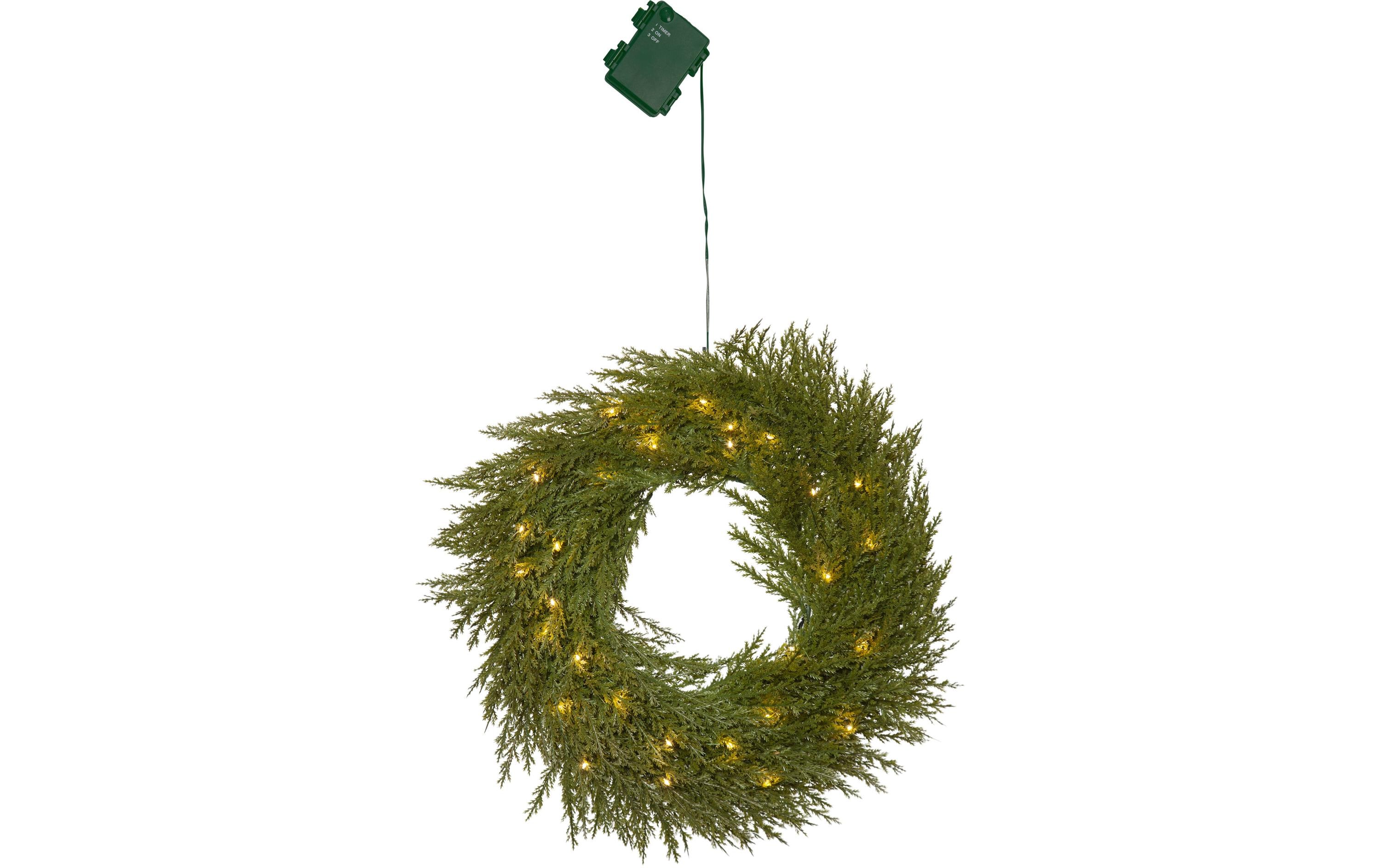 Star Trading LED-Weihnachtskranz Thuja, Ø 45 cm – LED-Kranz batteriebetrieben mit Timer von Star Trading