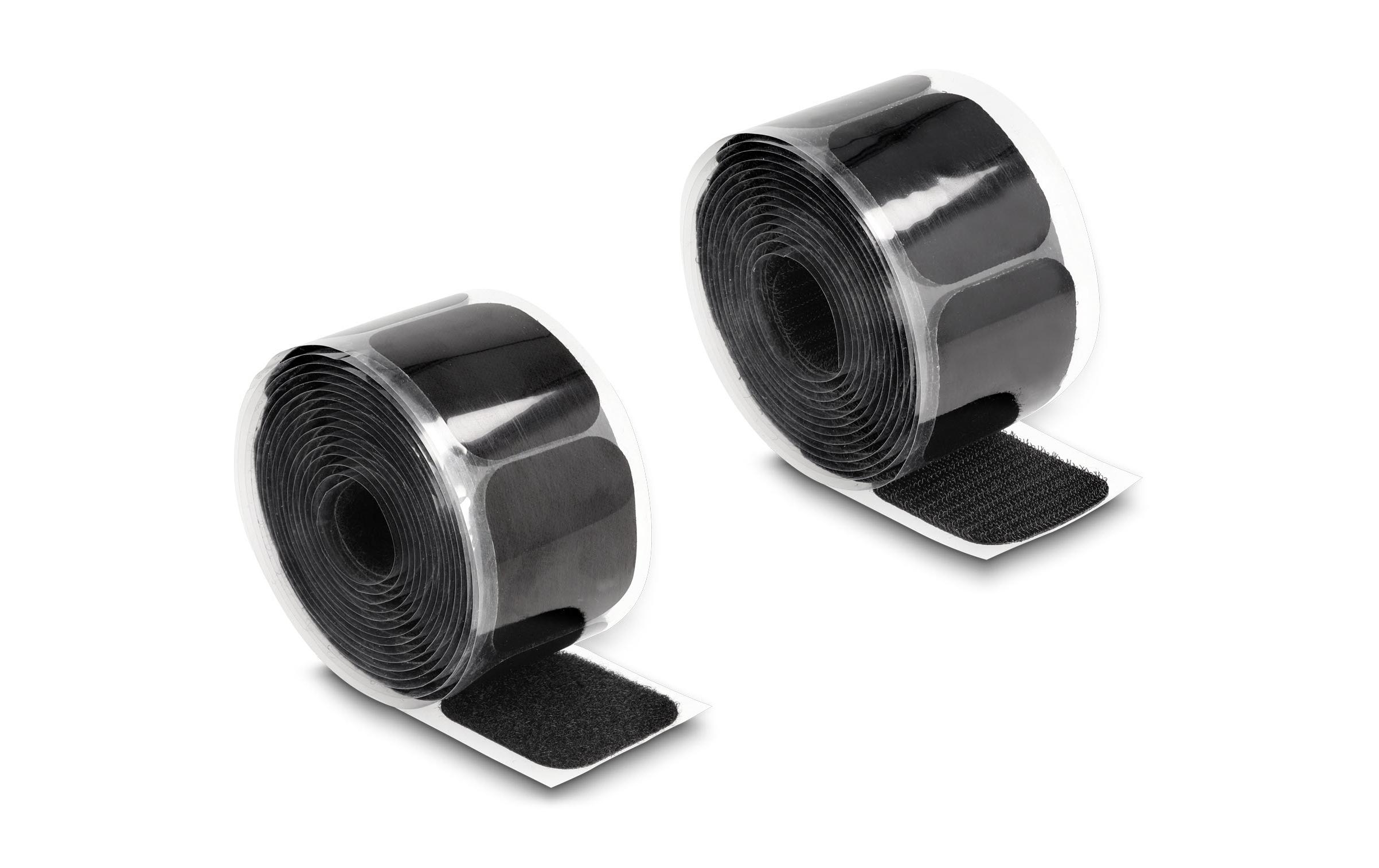 Delock Klettpad auf Rolle selbstklebend Schwarz, 3 m – Klettband von Delock