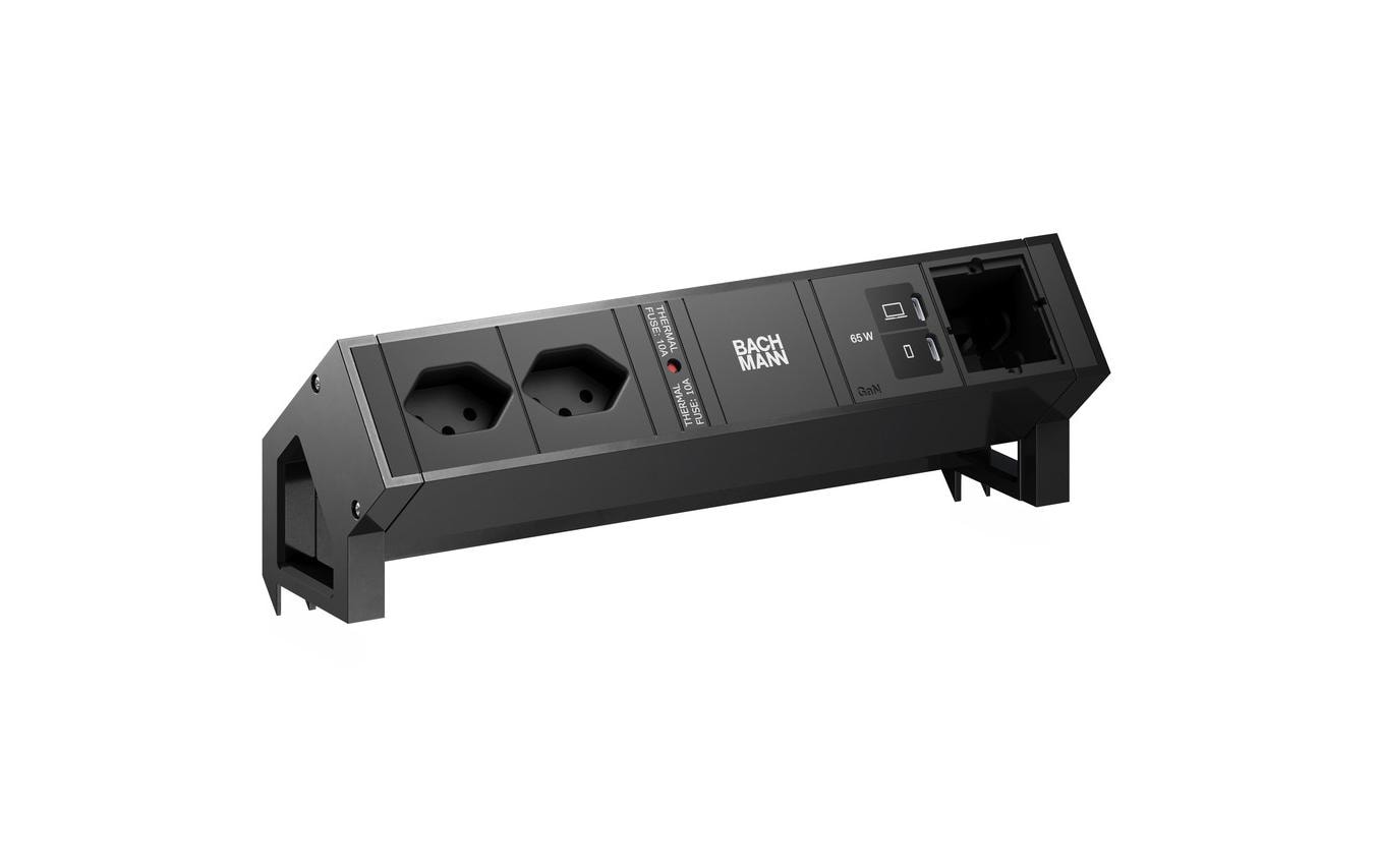 Bachmann Tischsteckdosenleiste DESK2 2xT13 1xUSB C/C 65W 1xCM schwarz – Tischsteckdosenleiste von Bachmann