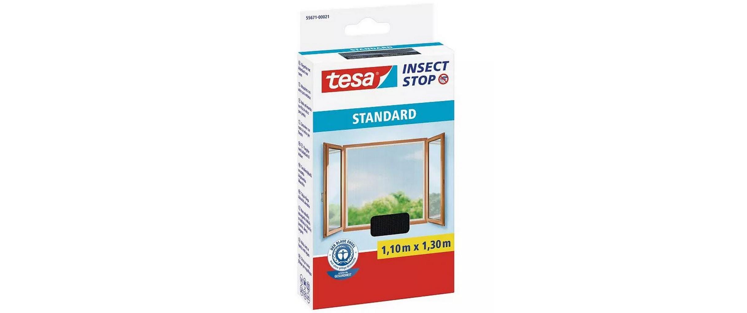 tesa Fliegengitter -Set Standard, 3x 1.1 m x 1.3 m, Anthrazit