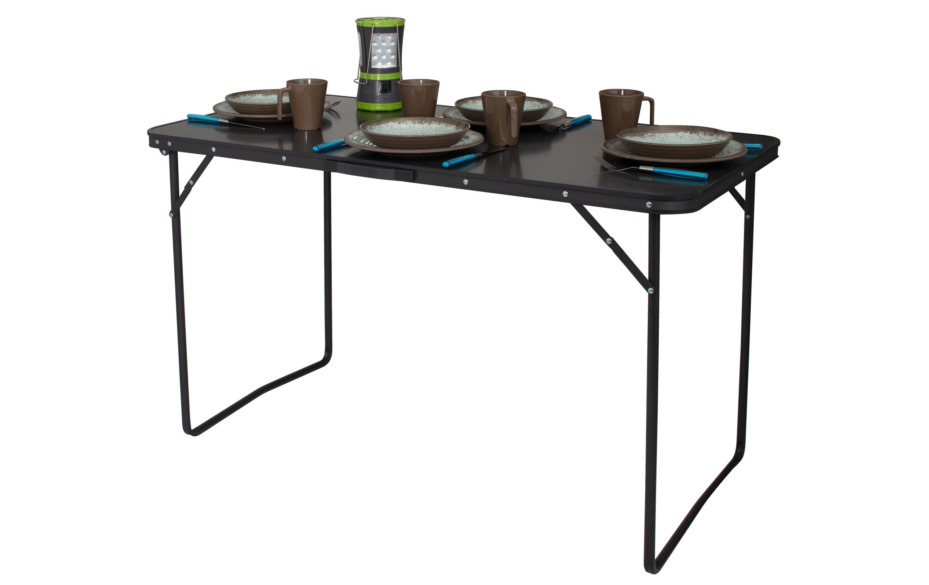 Eurotrail Campingtisch Pescara L – Eurotrail Campingtisch 120 × 60 cm, Platte aus MDF-Platte mit breiter Aluminiumkante