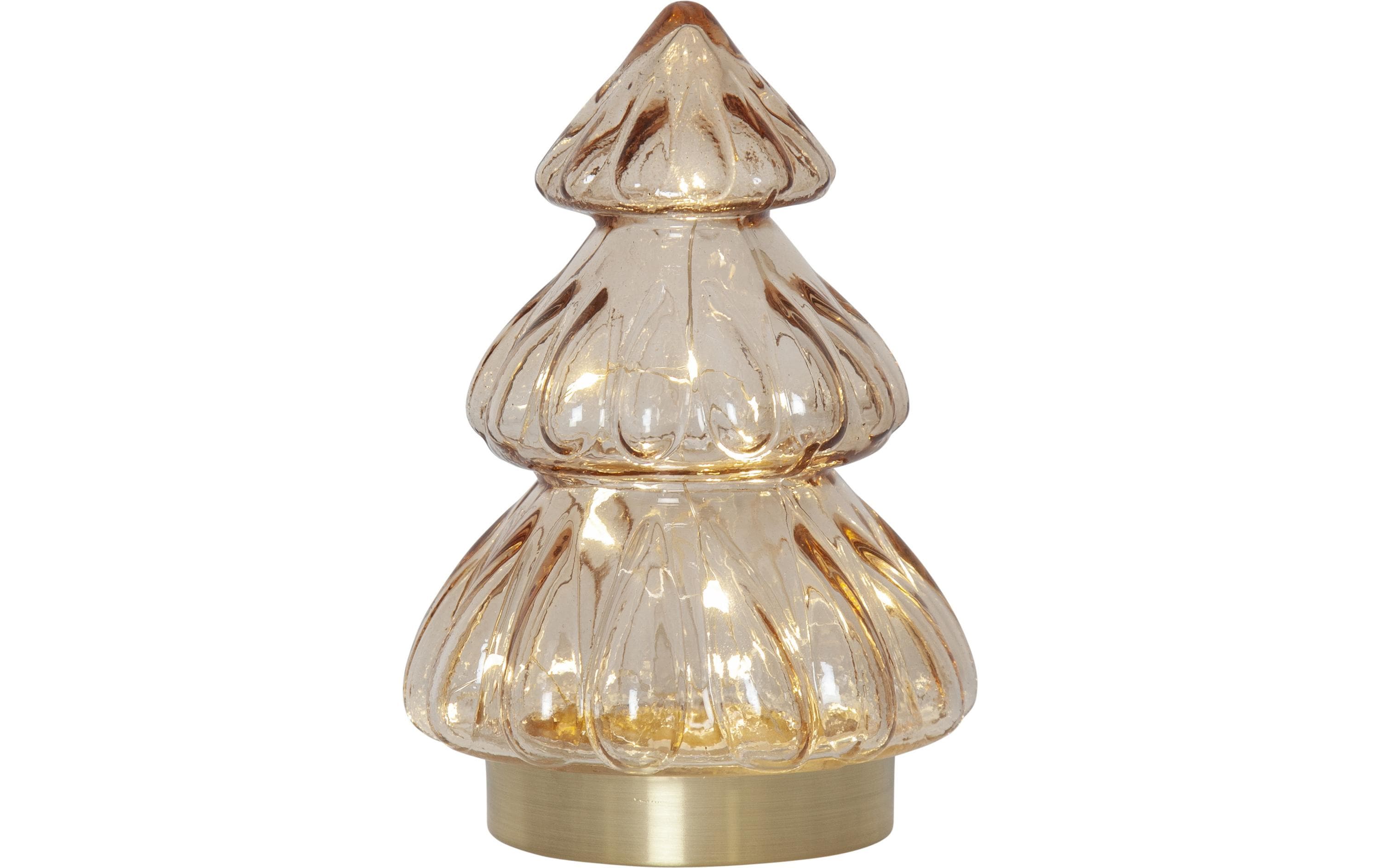 Star Trading Glasdekoration Abete, 18 cm, Beige – LED-Weihnachtsdeko von Star Trading
