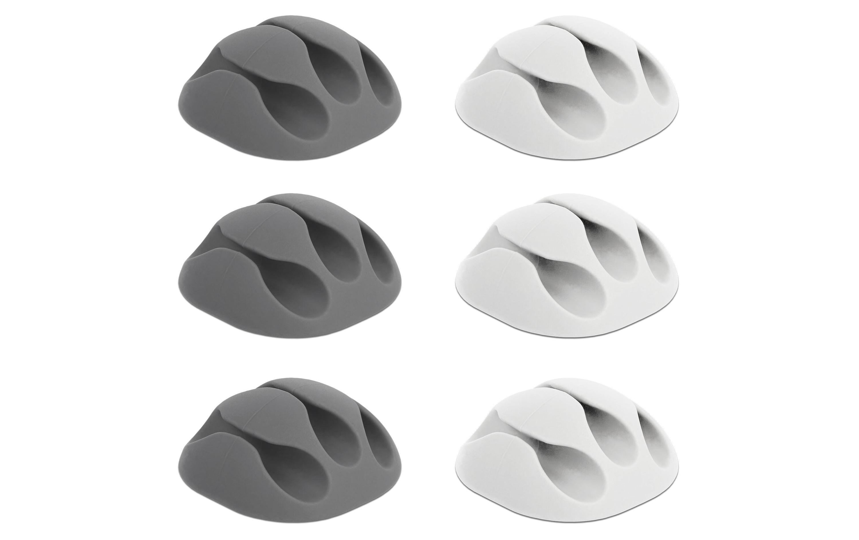 Delock Kabelhalter 5 mm, 2x3 Stück, weiss, grau, 3 Durchführungen – Kabelhalter von Delock